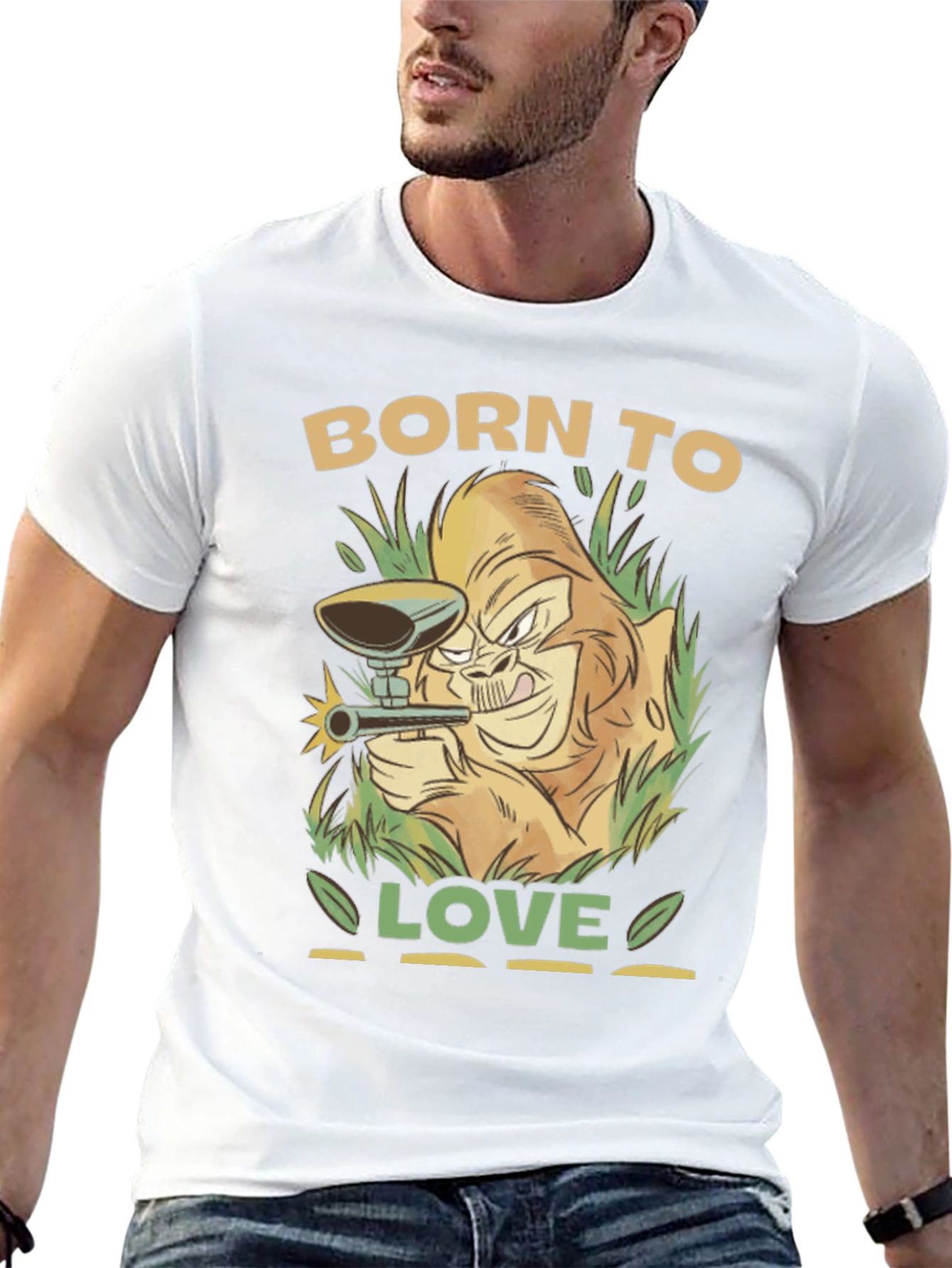 Born To Love Paintball Gorilla Black T-Shirt