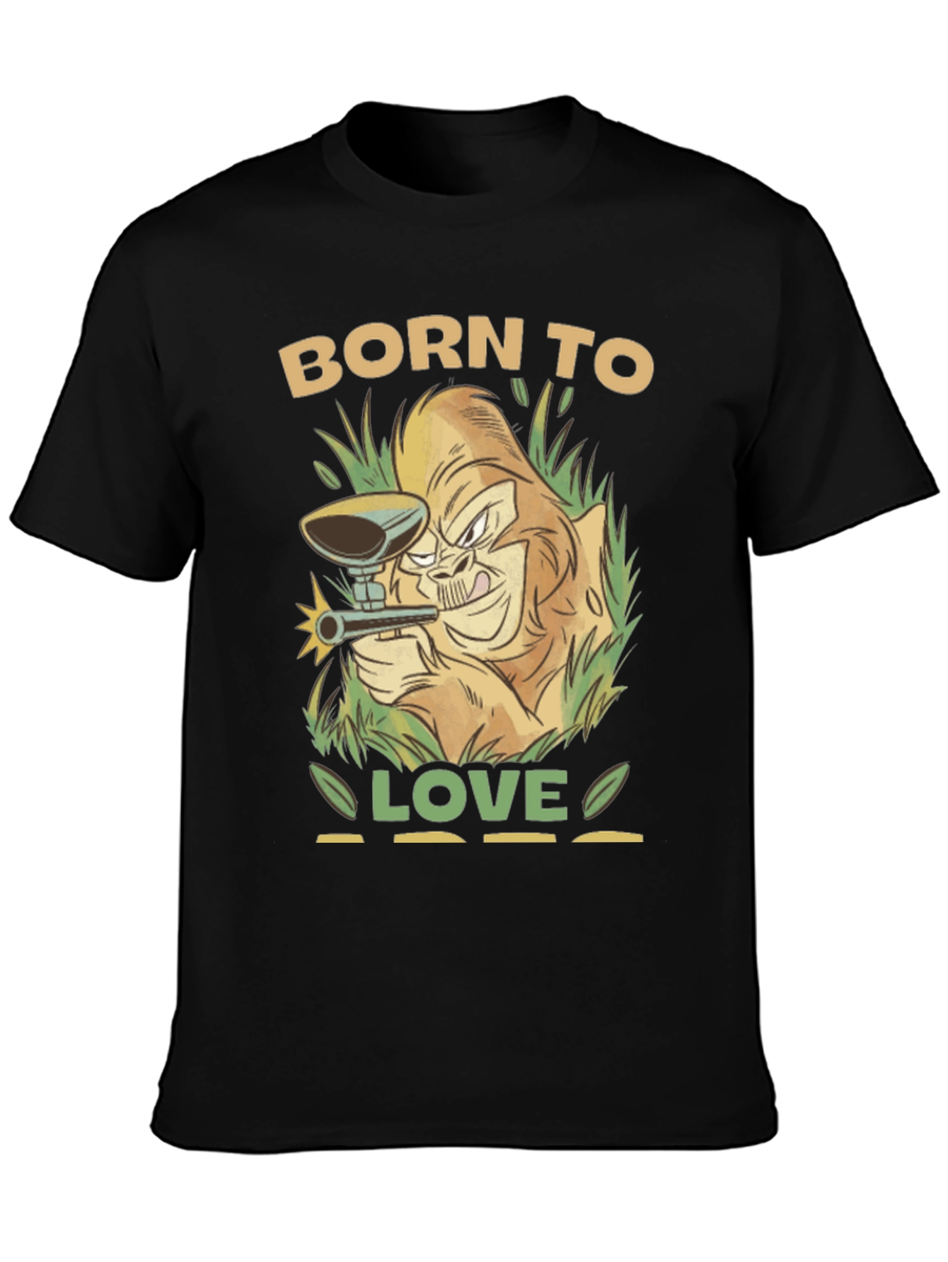 Born To Love Paintball Gorilla Black T-Shirt