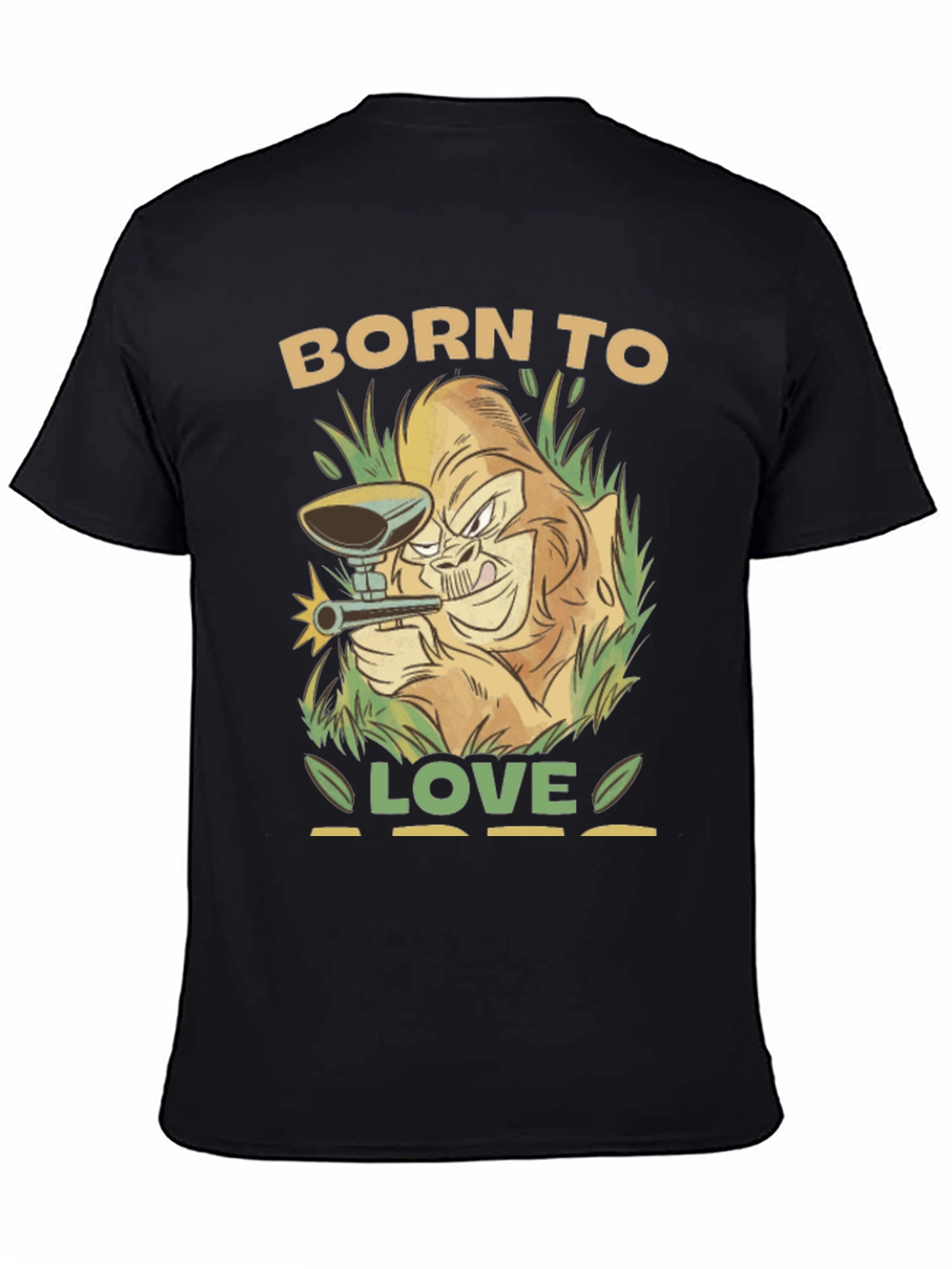 Born To Love Paintball Gorilla Black T-Shirt
