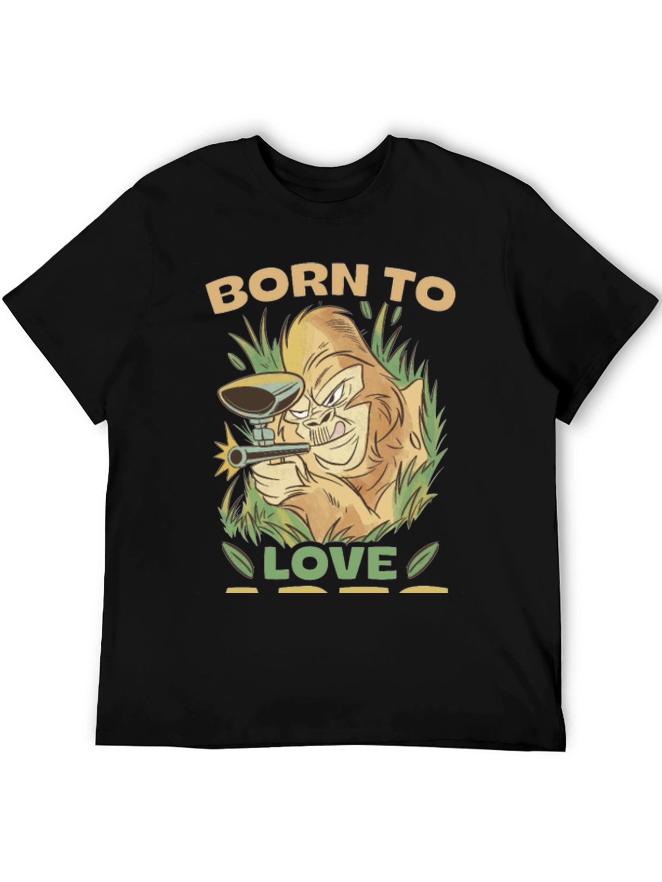 Born To Love Paintball Gorilla Black T-Shirt