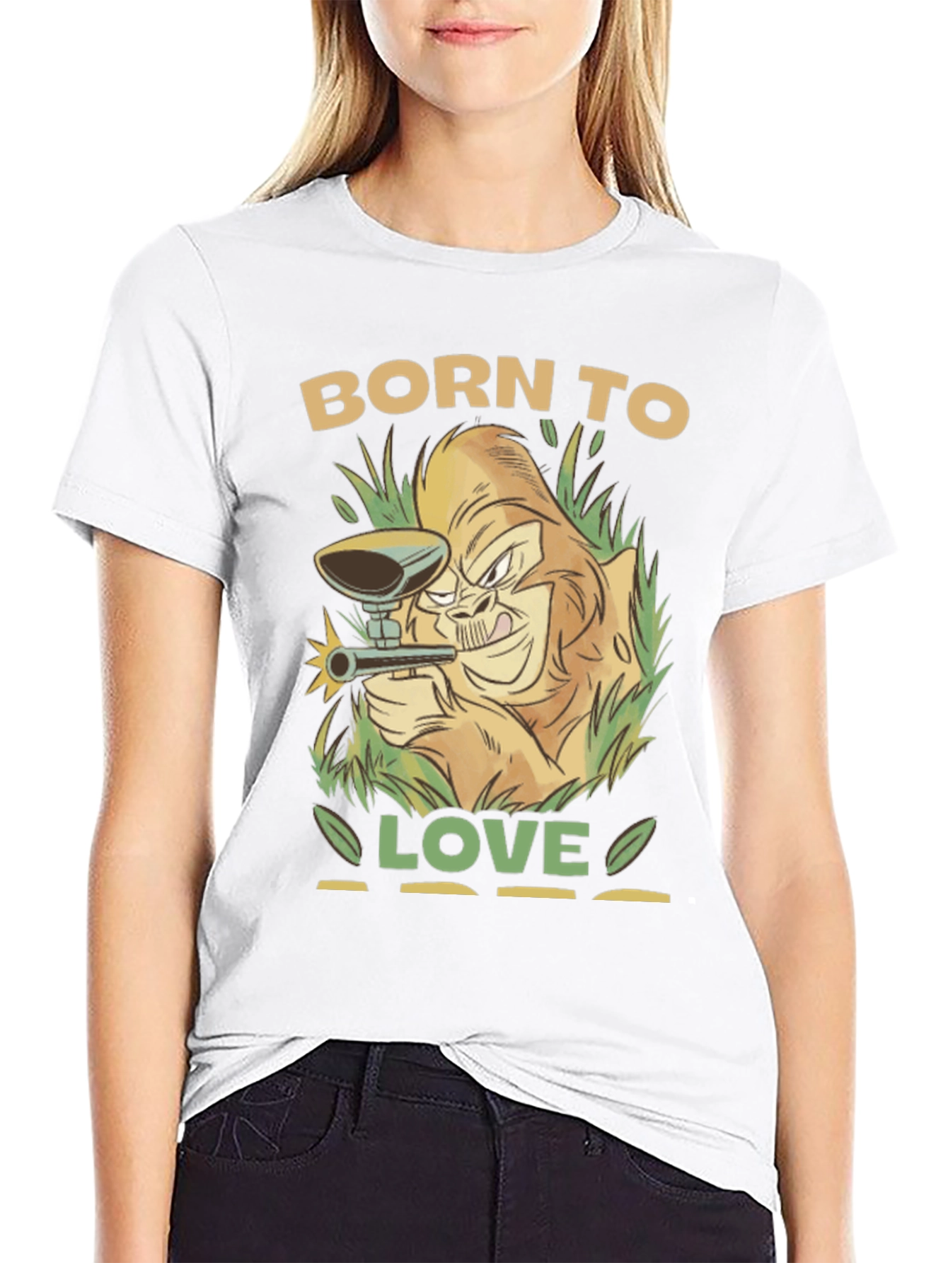 Born To Love Paintball Gorilla Black T-Shirt