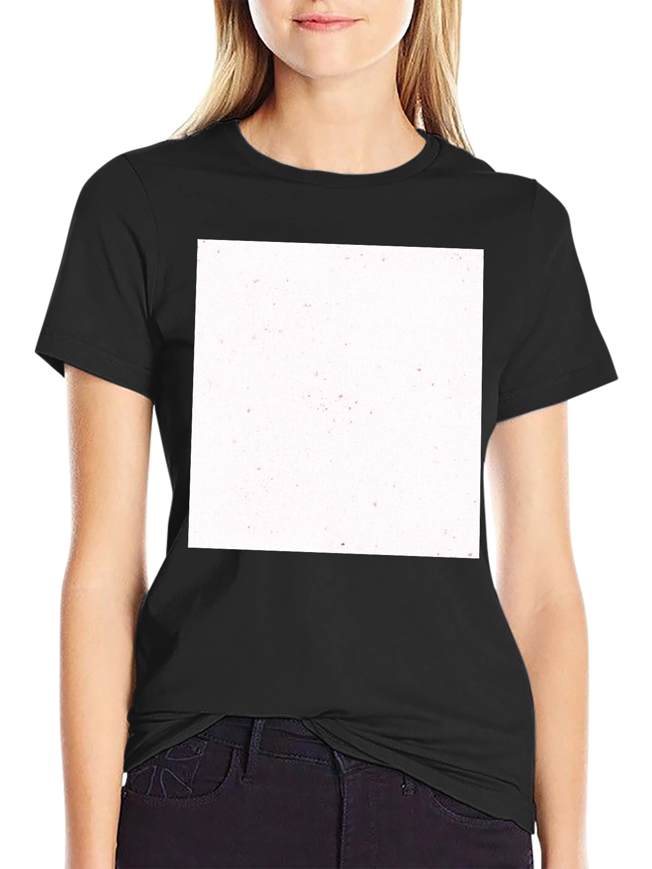 Classic Black Crew Neck T-Shirt with Customizable Print Area