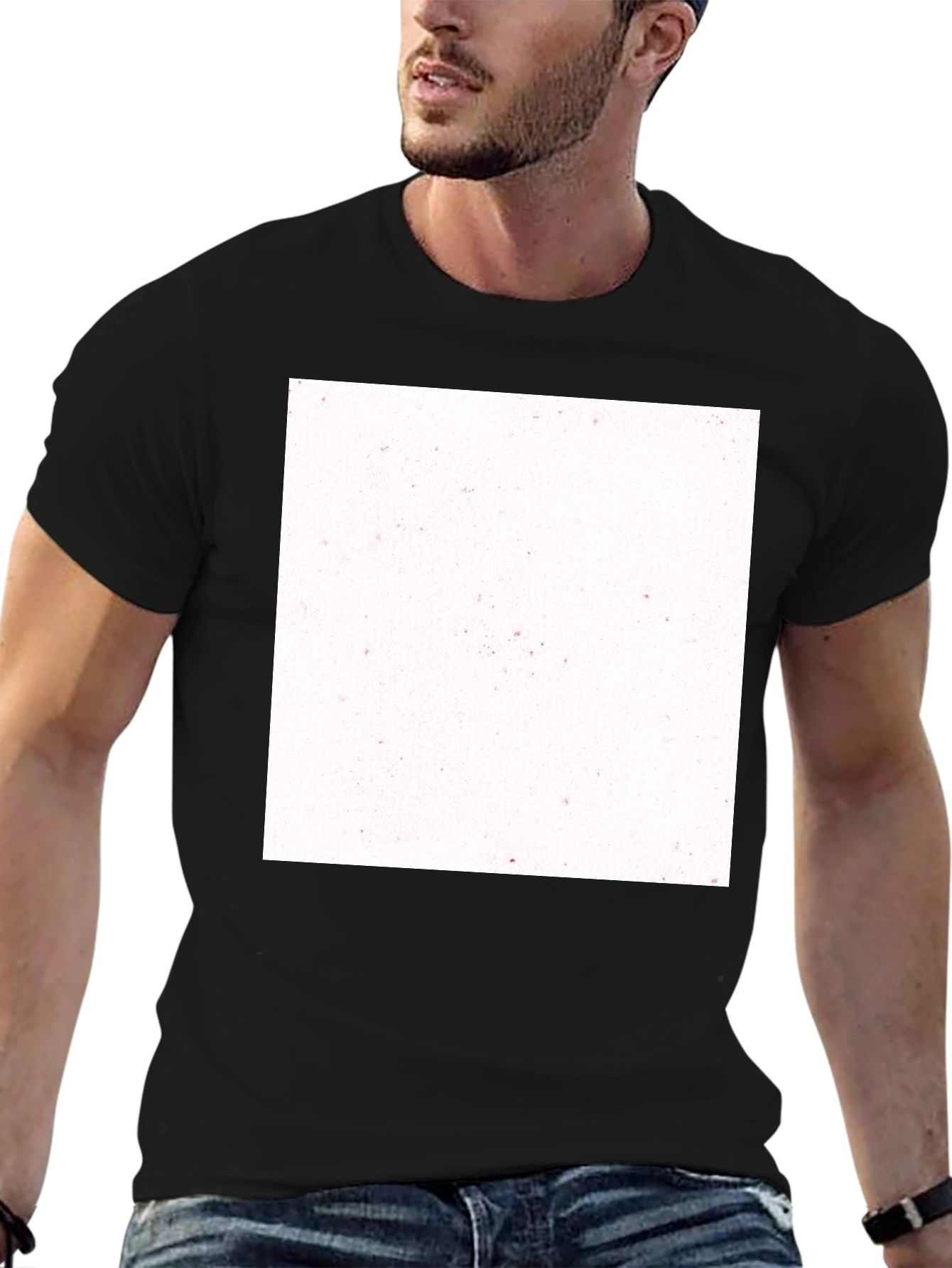 Classic Black Crew Neck T-Shirt with Customizable Print Area