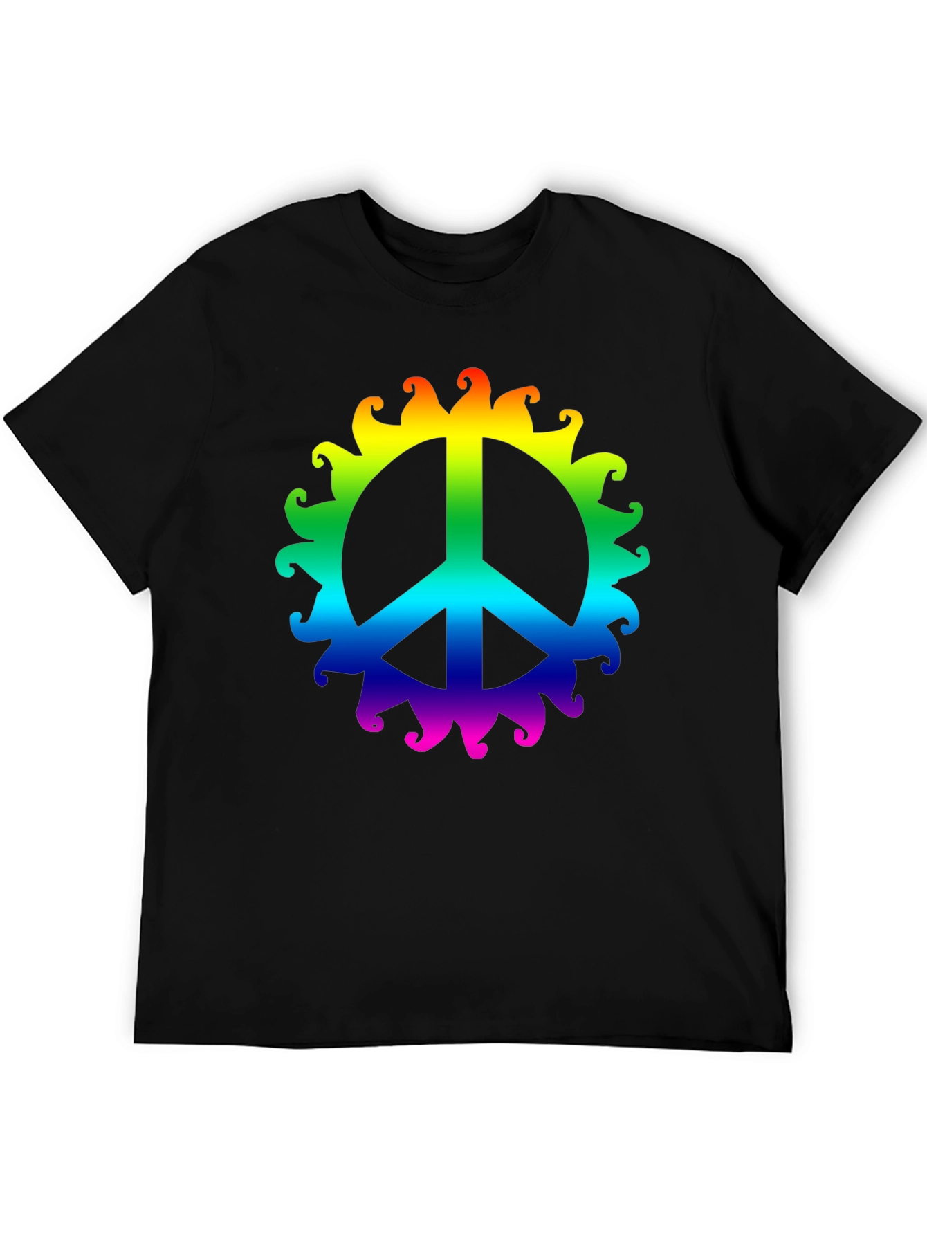 Rainbow Peace Sign T-Shirt - Black Cotton Tee