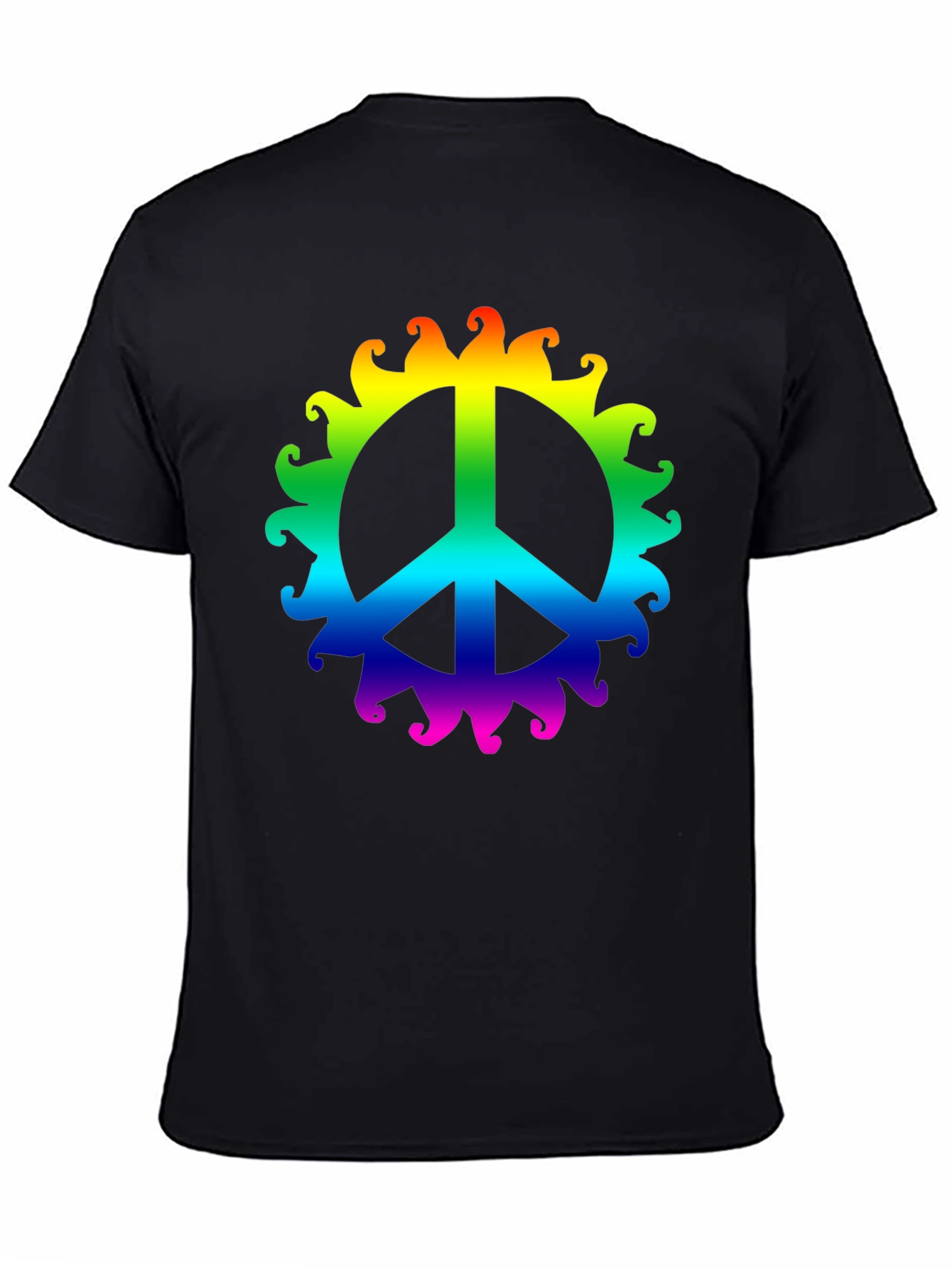 Rainbow Peace Sign T-Shirt - Black Cotton Tee