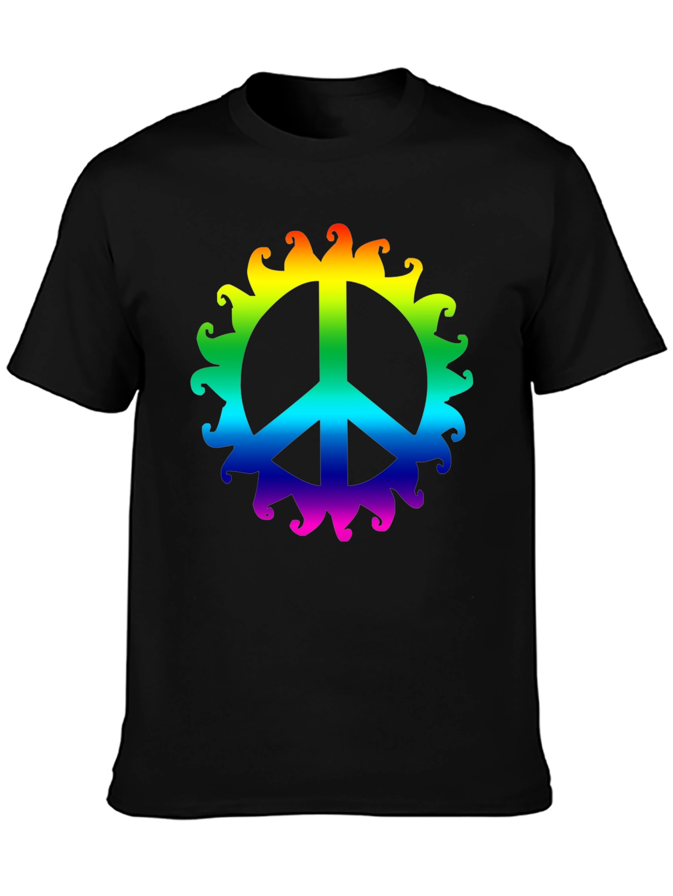 Rainbow Peace Sign T-Shirt - Black Cotton Tee