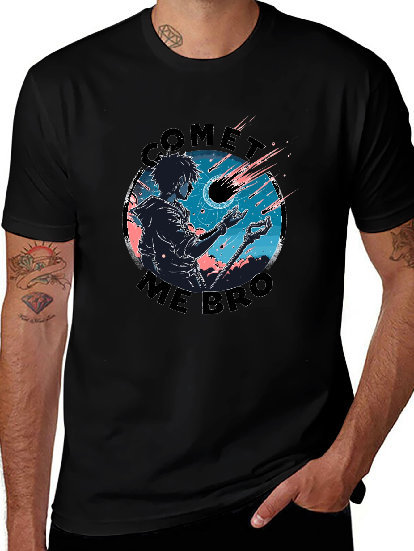 Comet Me Bro Black Graphic Tee