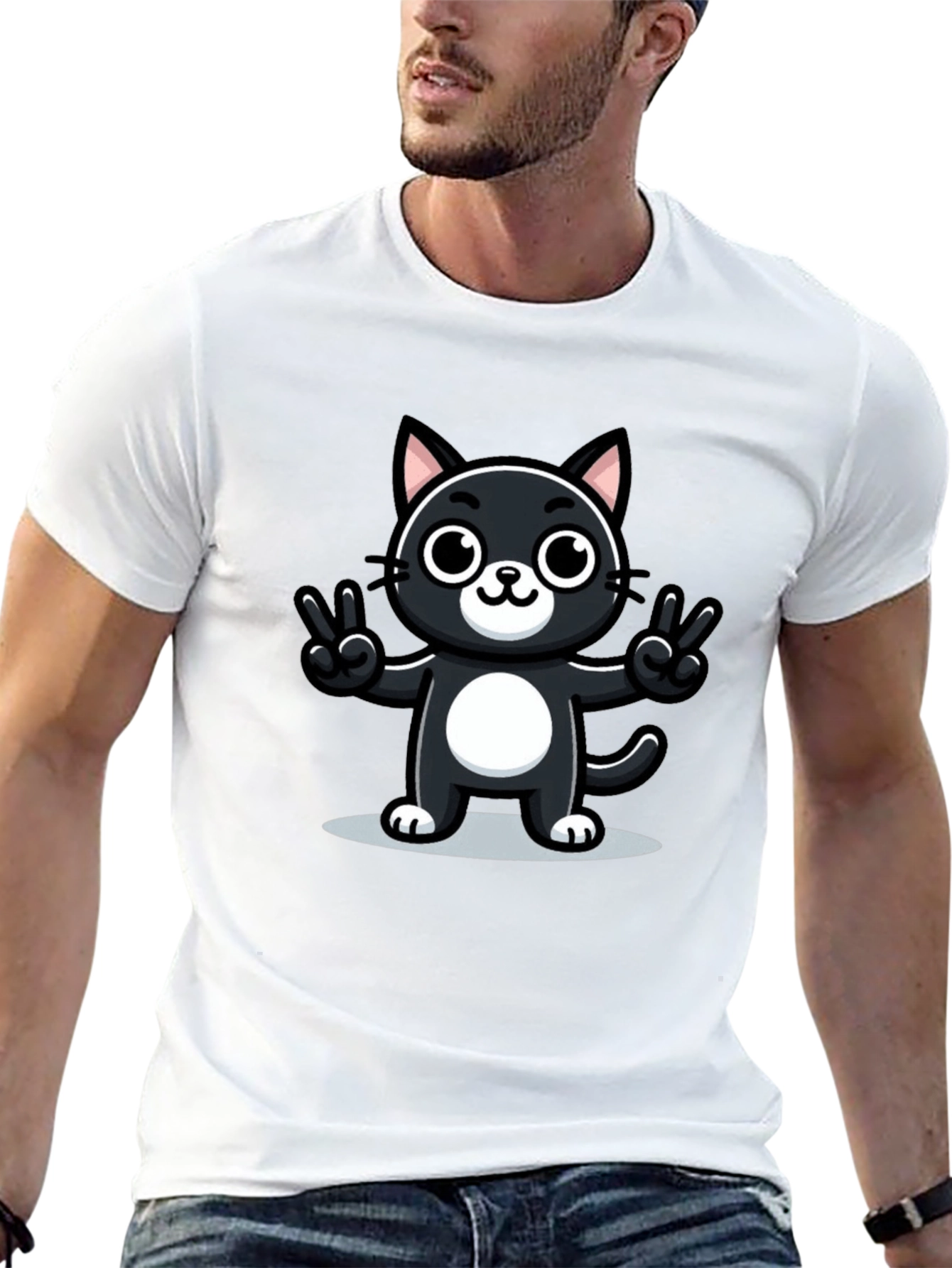 Cool Cat T-Shirt - Peace Sign