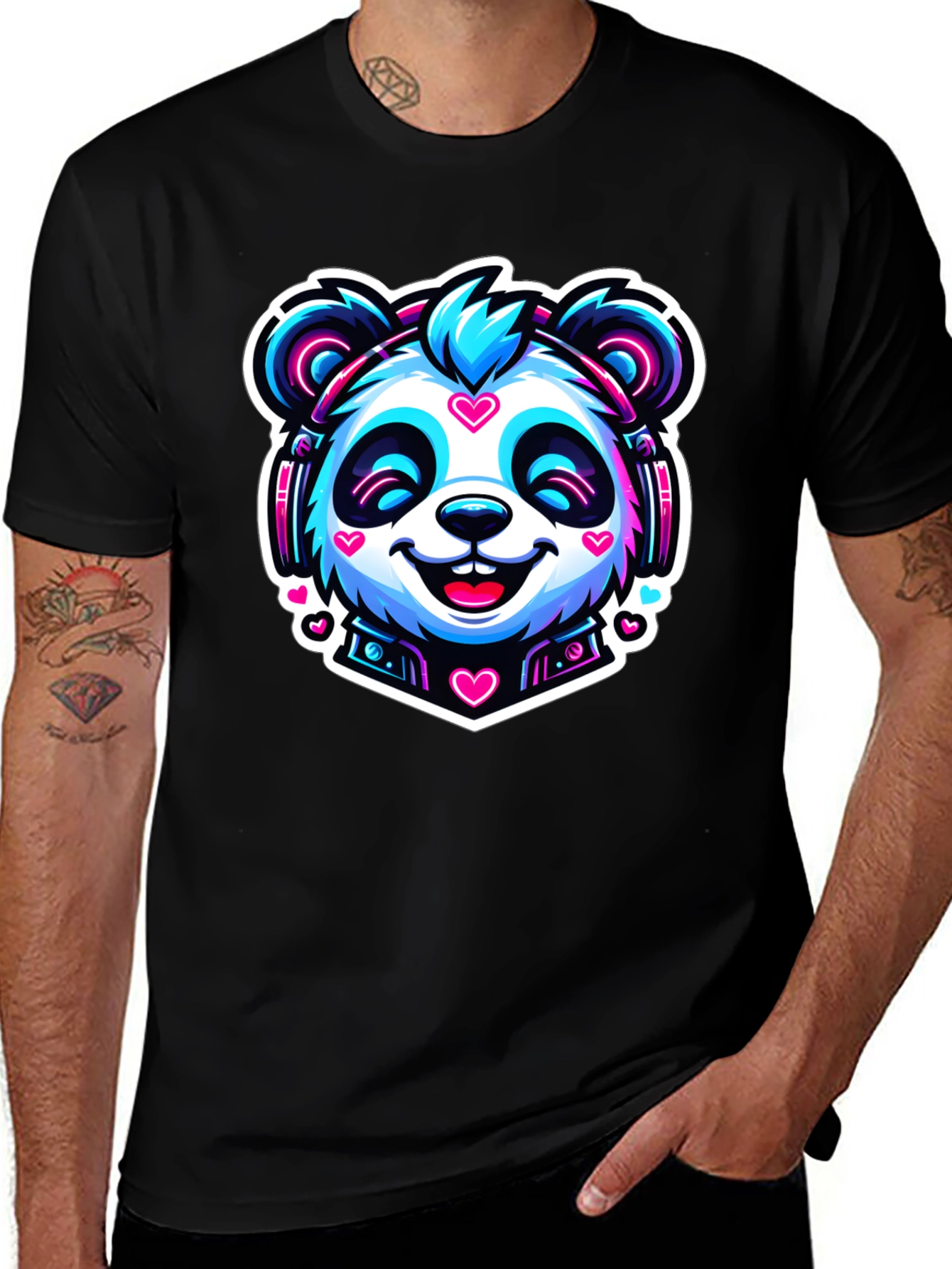 Cool Panda Headphone Graphic T-Shirt