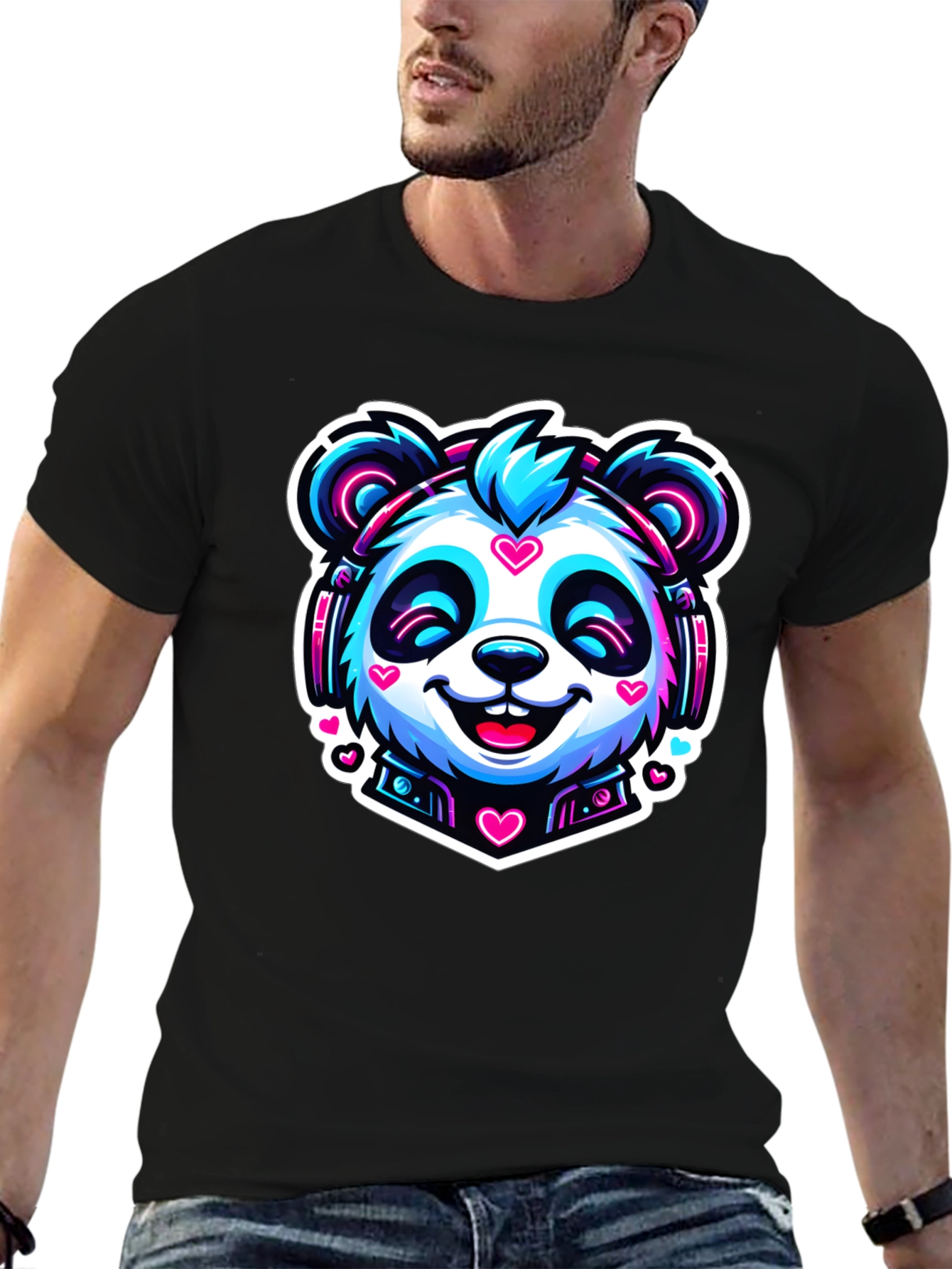 Cool Panda Headphone Graphic T-Shirt