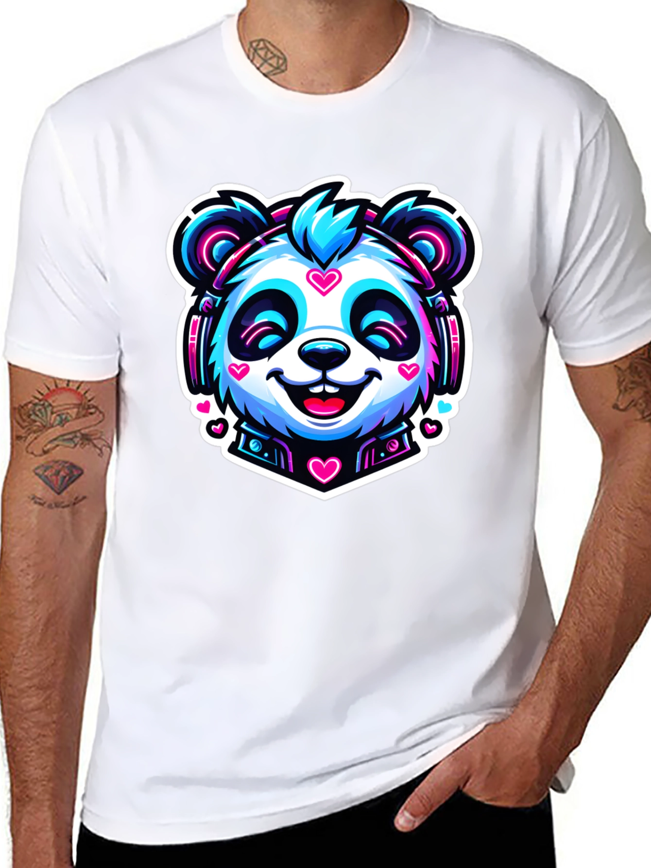 Cool Panda Headphone Graphic T-Shirt