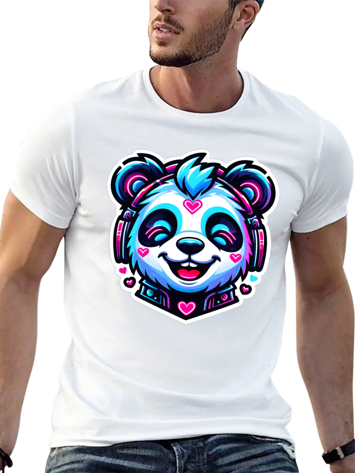 Cool Panda Headphone Graphic T-Shirt