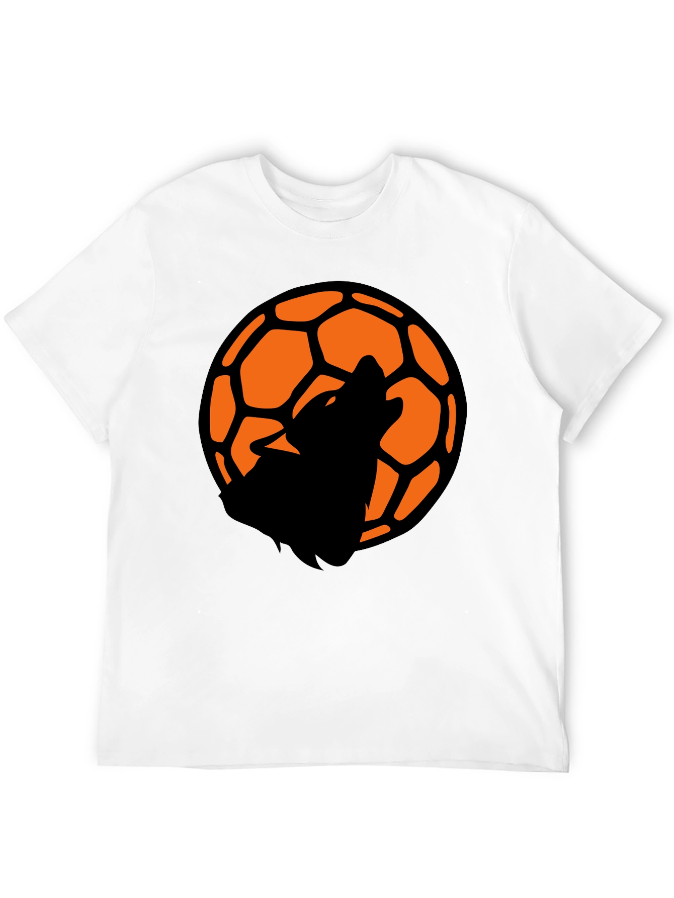 Wolf Soccer Ball Graphic Tee - Black Cotton T-Shirt
