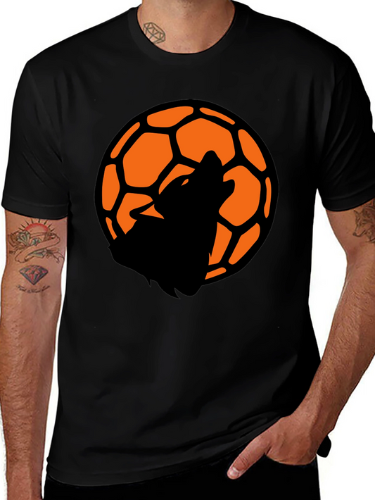 Wolf Soccer Ball Graphic Tee - Black Cotton T-Shirt