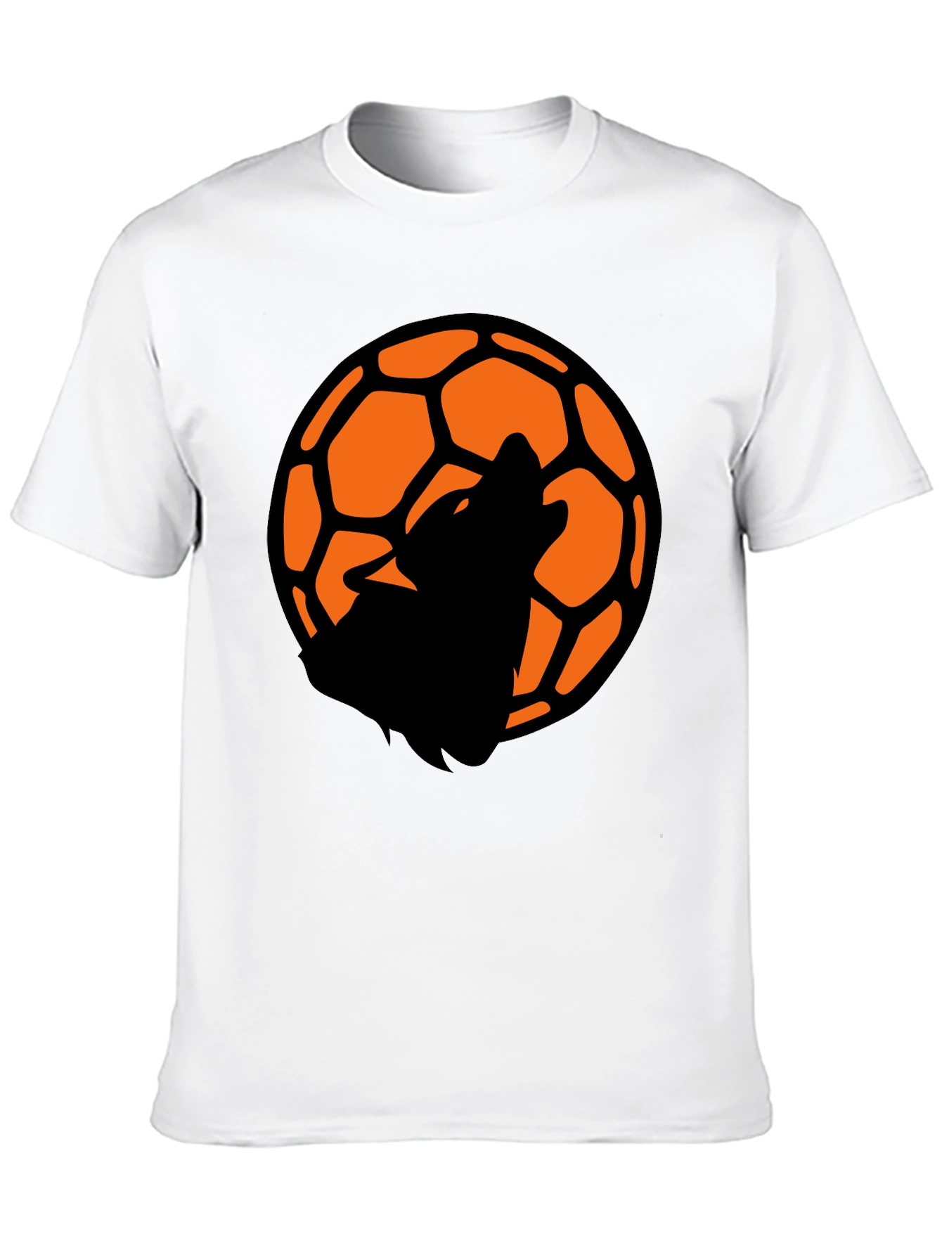 Wolf Soccer Ball Graphic Tee - Black Cotton T-Shirt