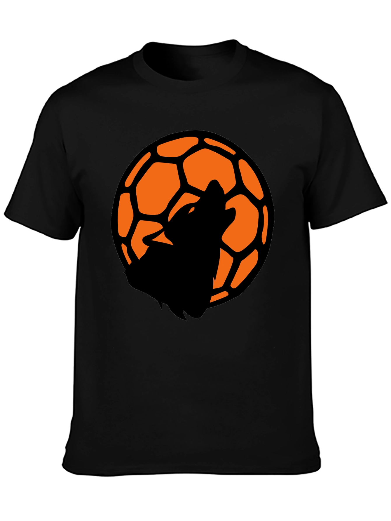 Wolf Soccer Ball Graphic Tee - Black Cotton T-Shirt