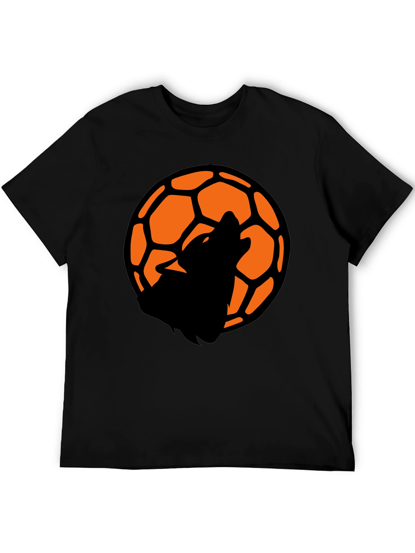 Wolf Soccer Ball Graphic Tee - Black Cotton T-Shirt