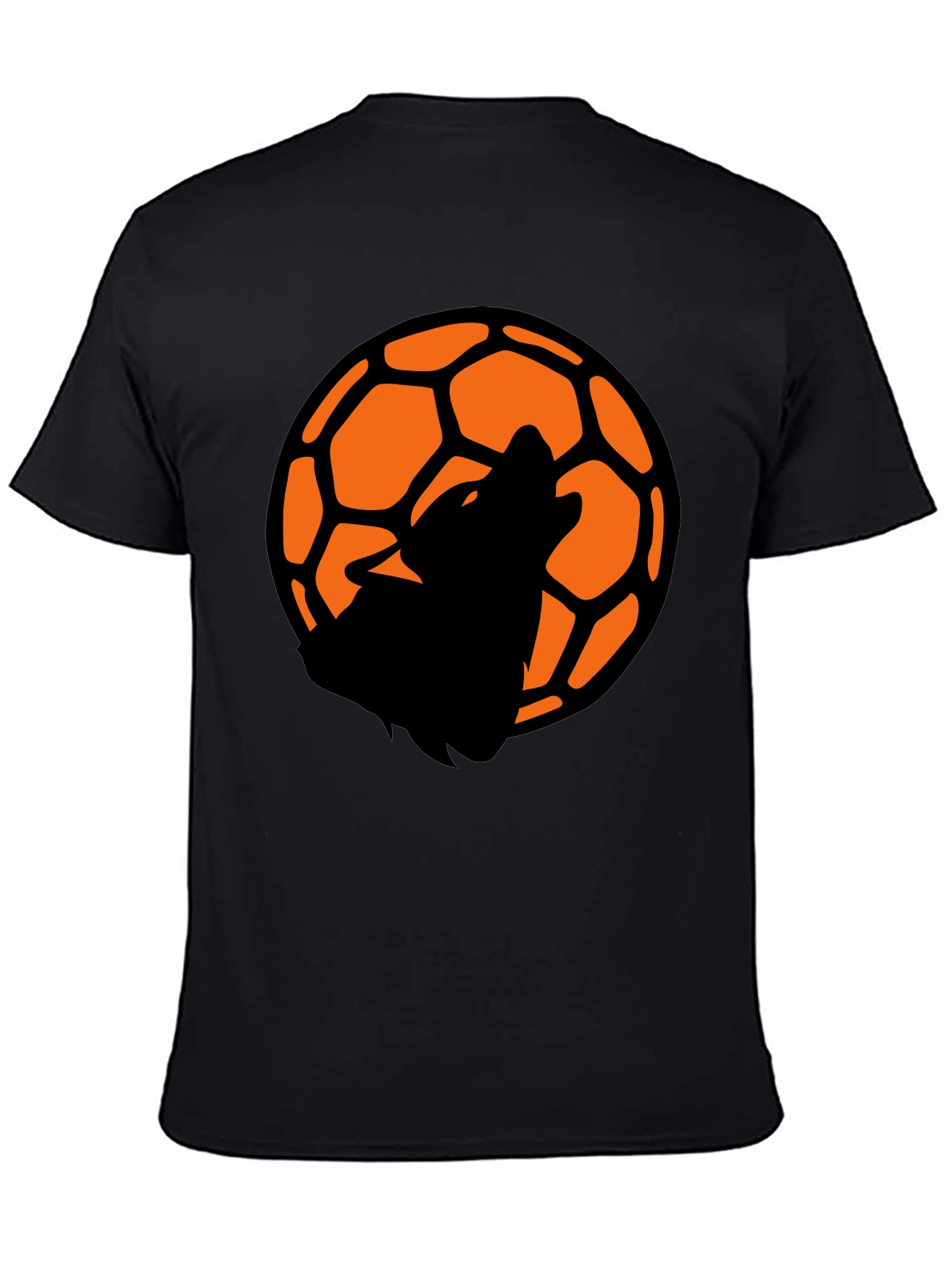 Wolf Soccer Ball Graphic Tee - Black Cotton T-Shirt