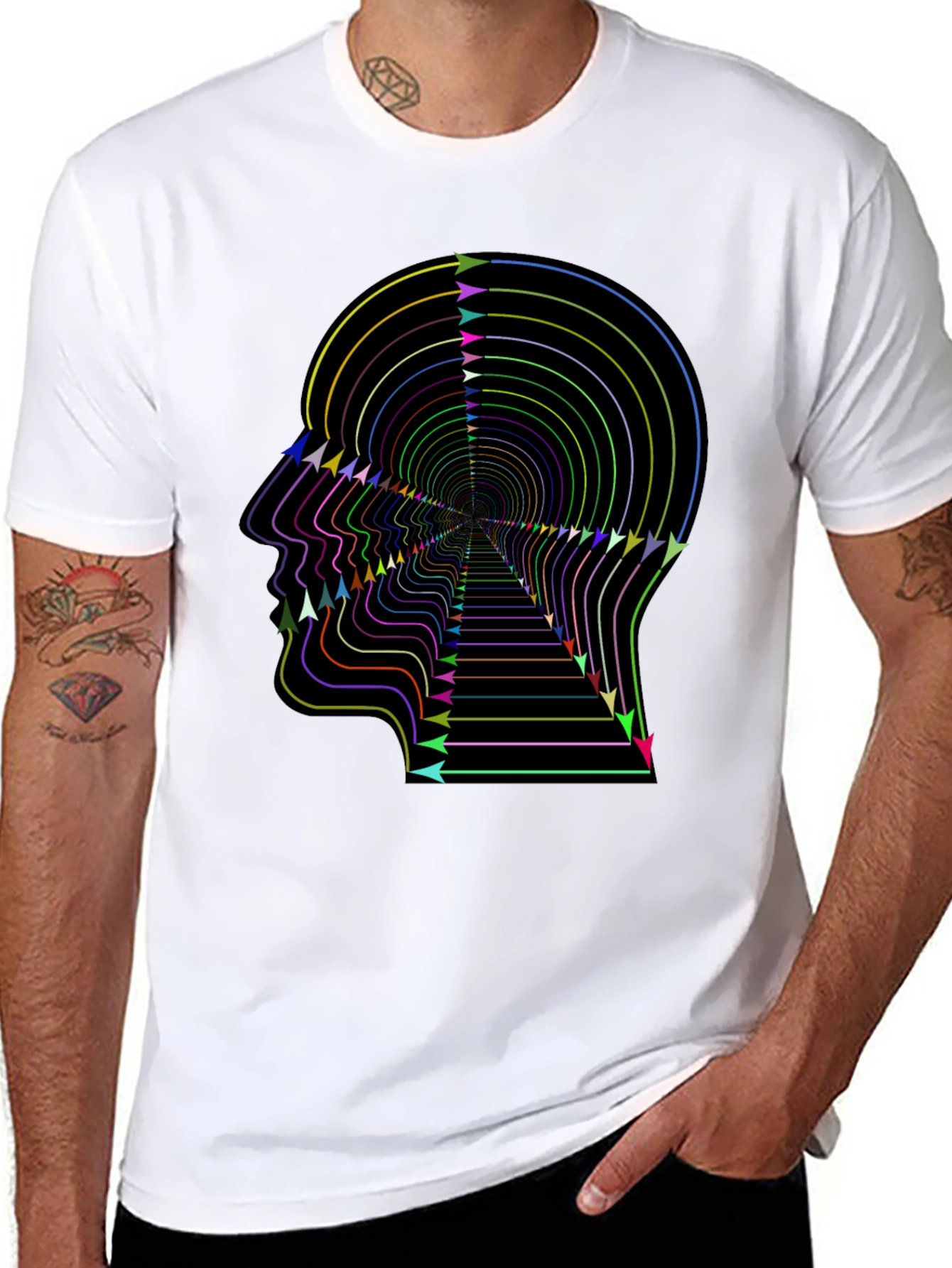 Optical Illusion Arrow Head Black T-Shirt
