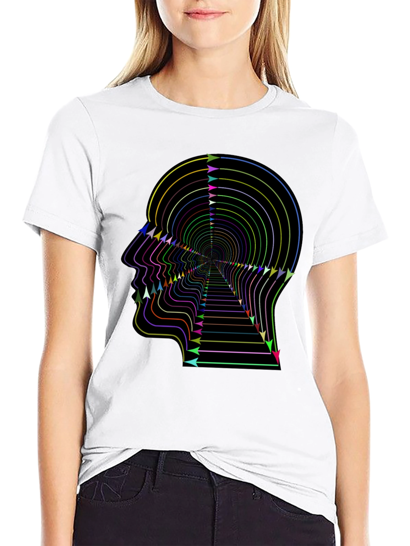Optical Illusion Arrow Head Black T-Shirt