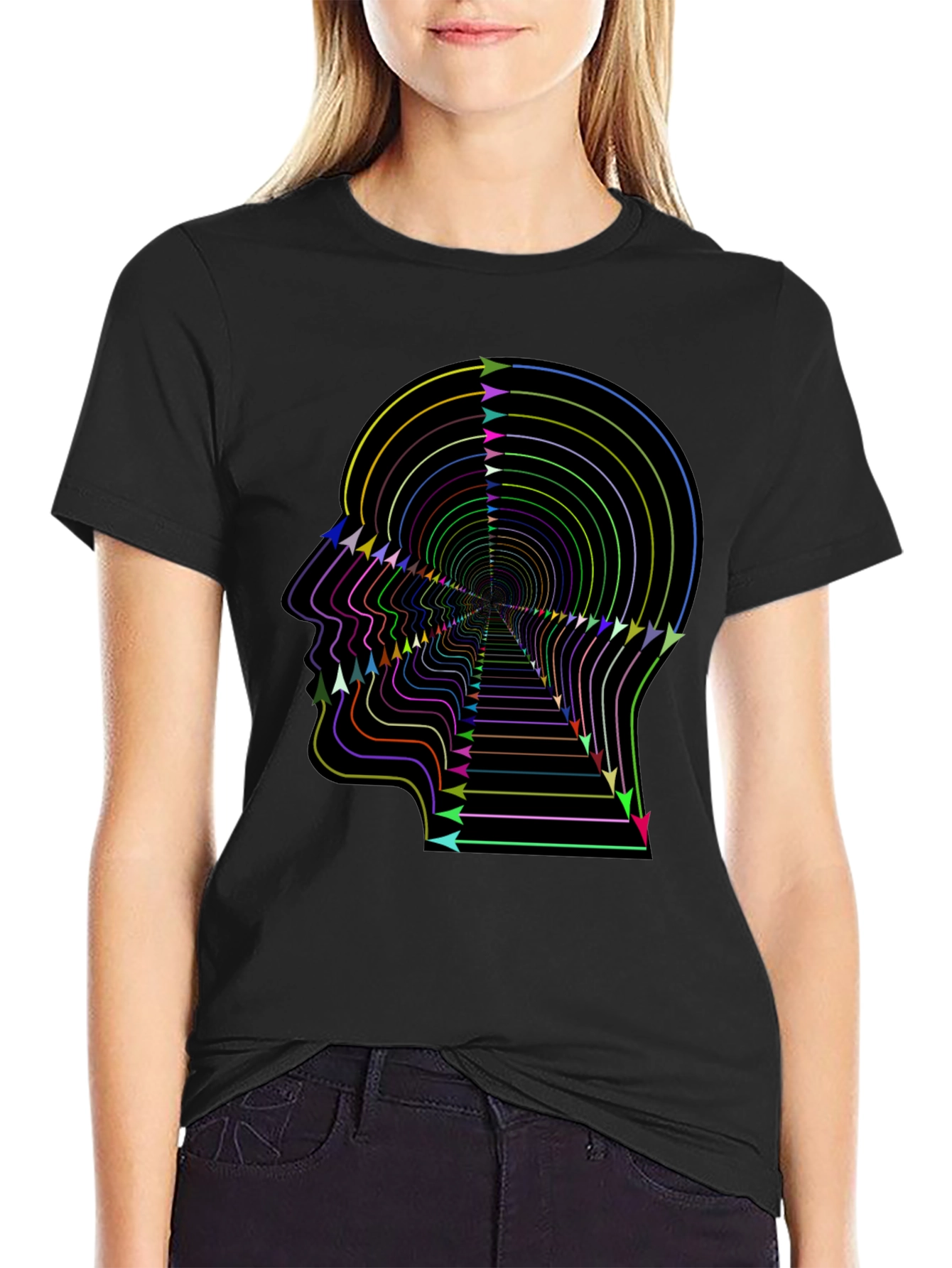 Optical Illusion Arrow Head Black T-Shirt