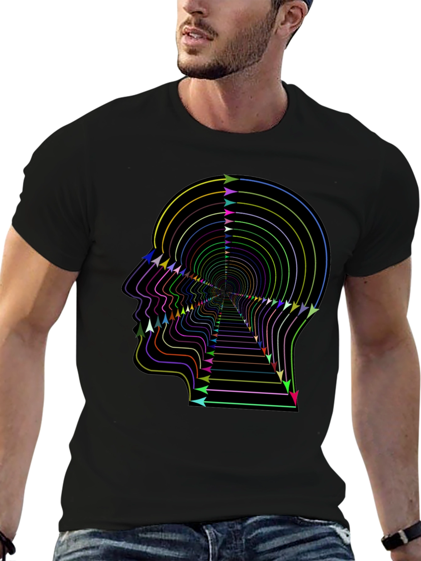 Optical Illusion Arrow Head Black T-Shirt