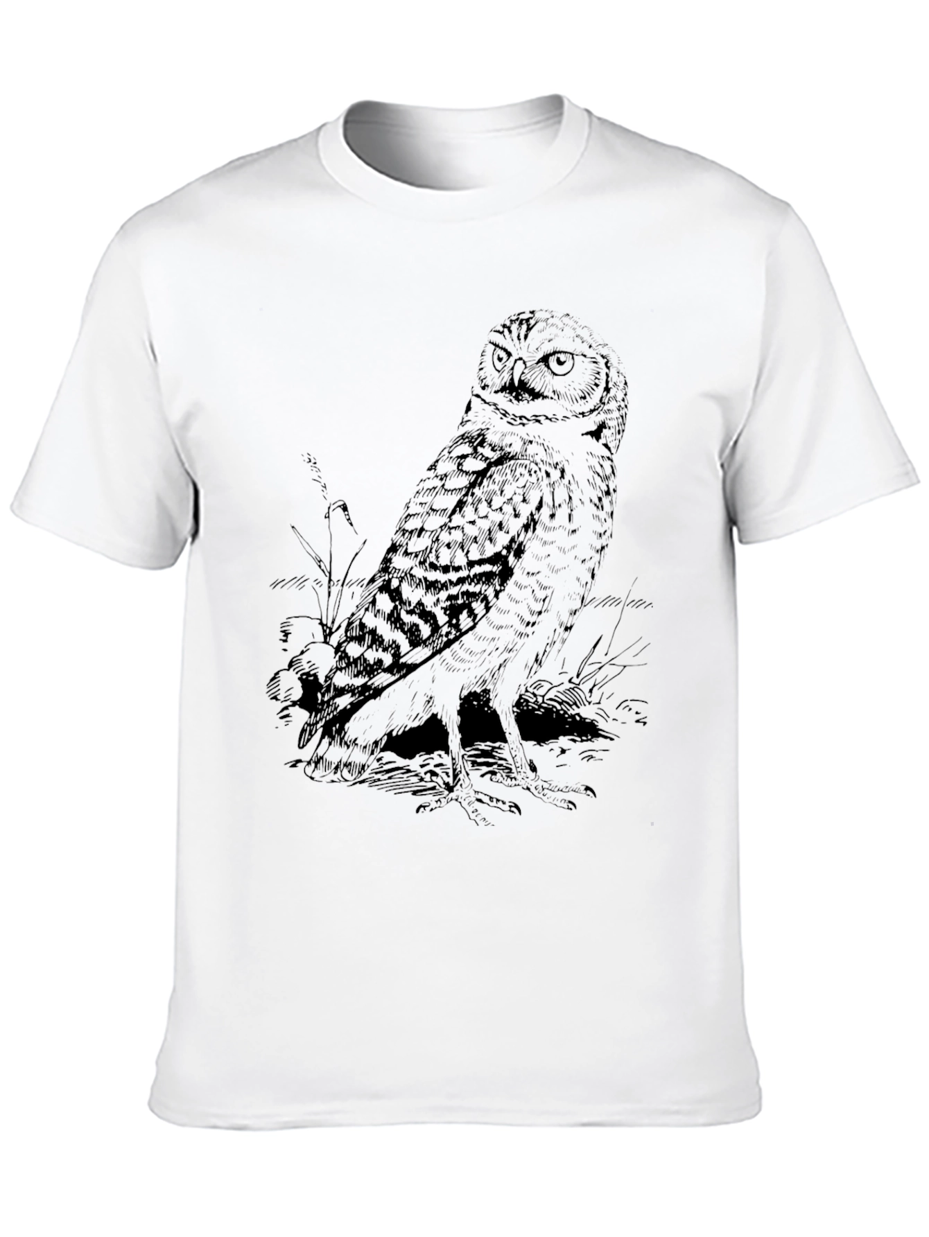 Owl Graphic Print Black Crew Neck T-Shirt