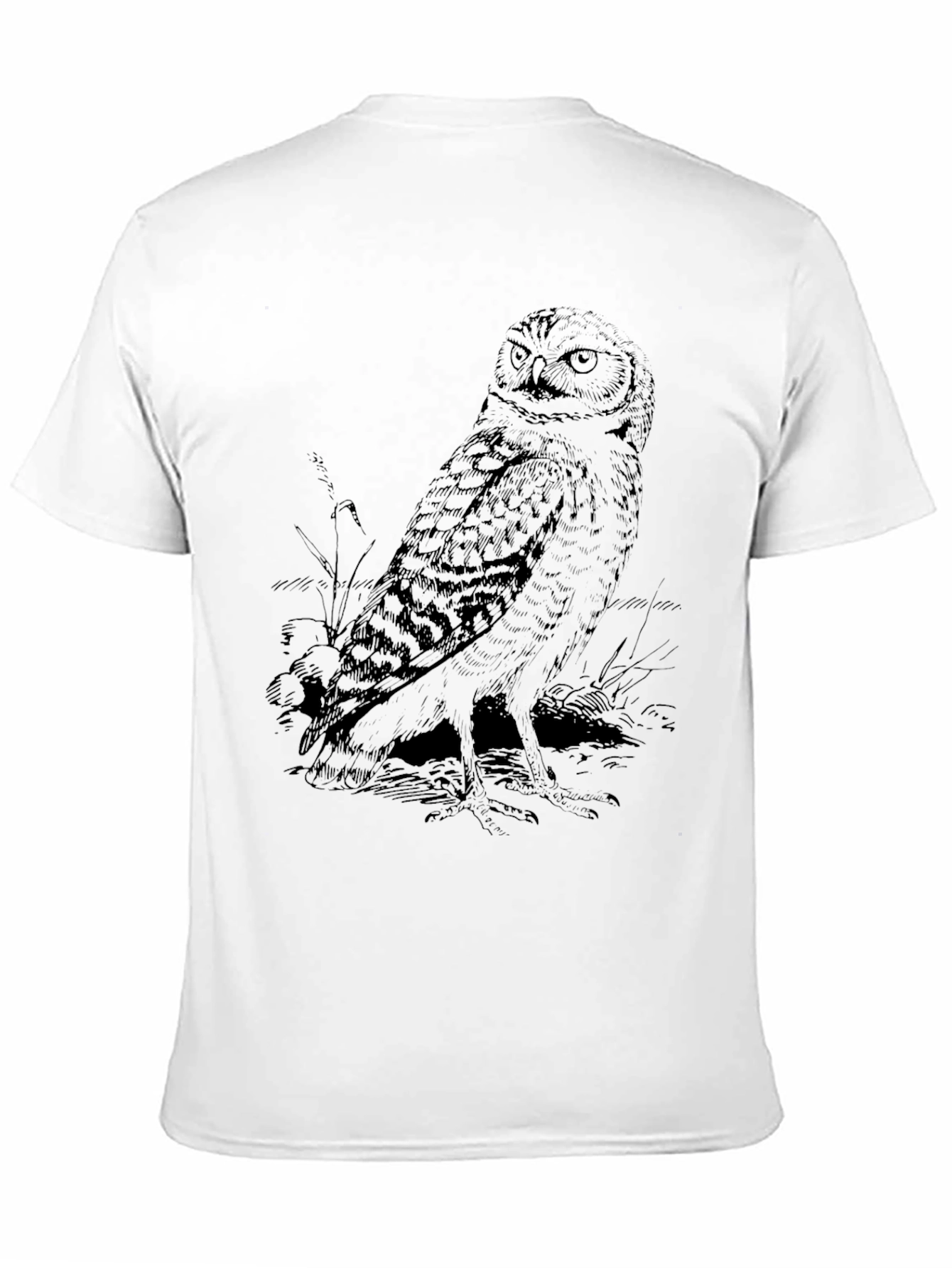 Owl Graphic Print Black Crew Neck T-Shirt