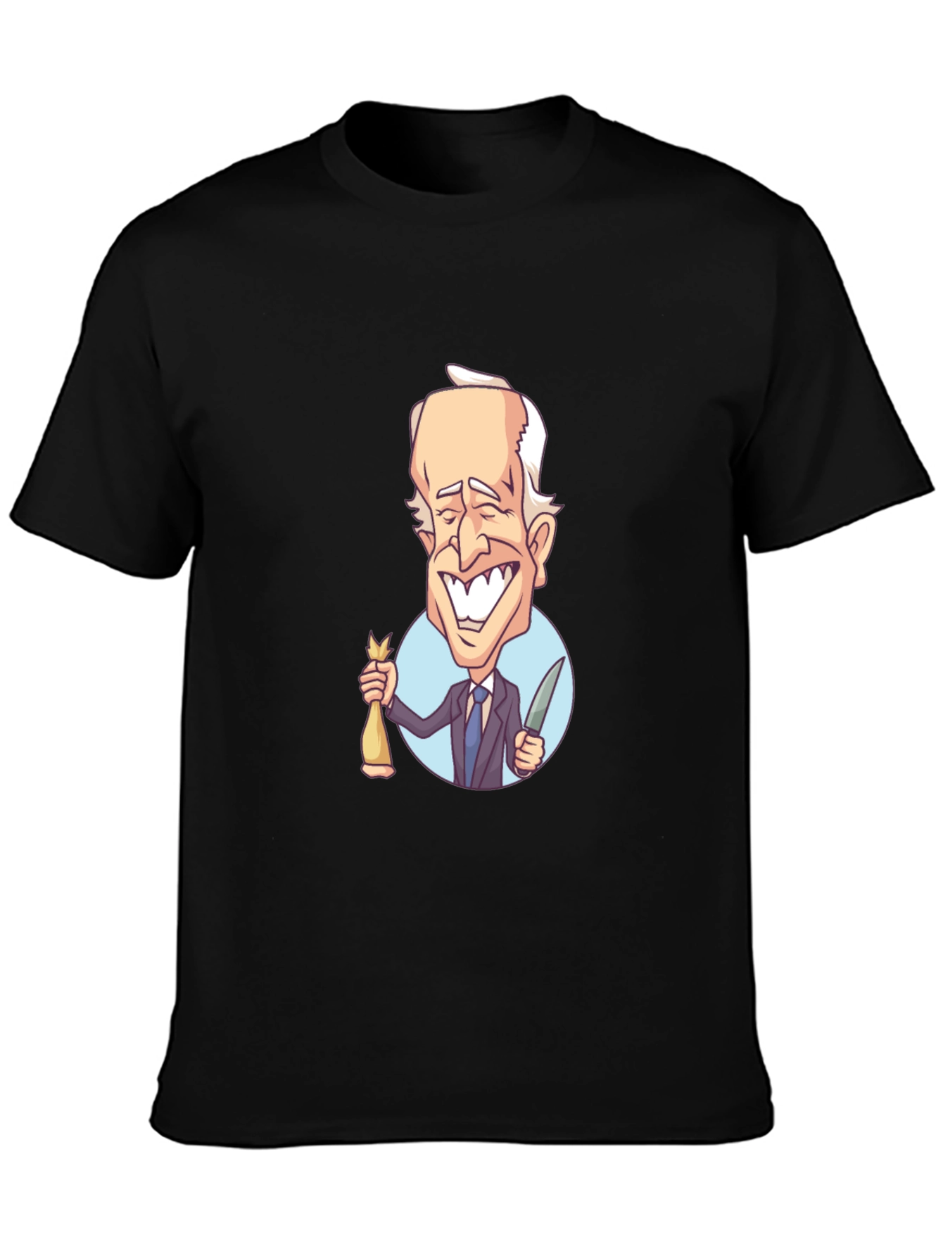 Cartoon Biden Graphic T-Shirt - Black