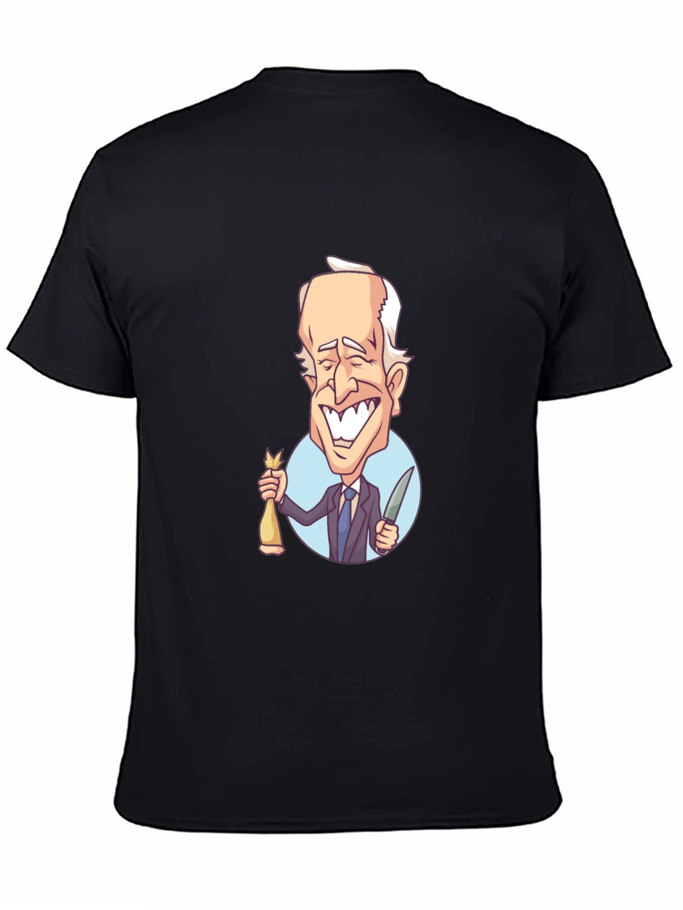Cartoon Biden Graphic T-Shirt - Black