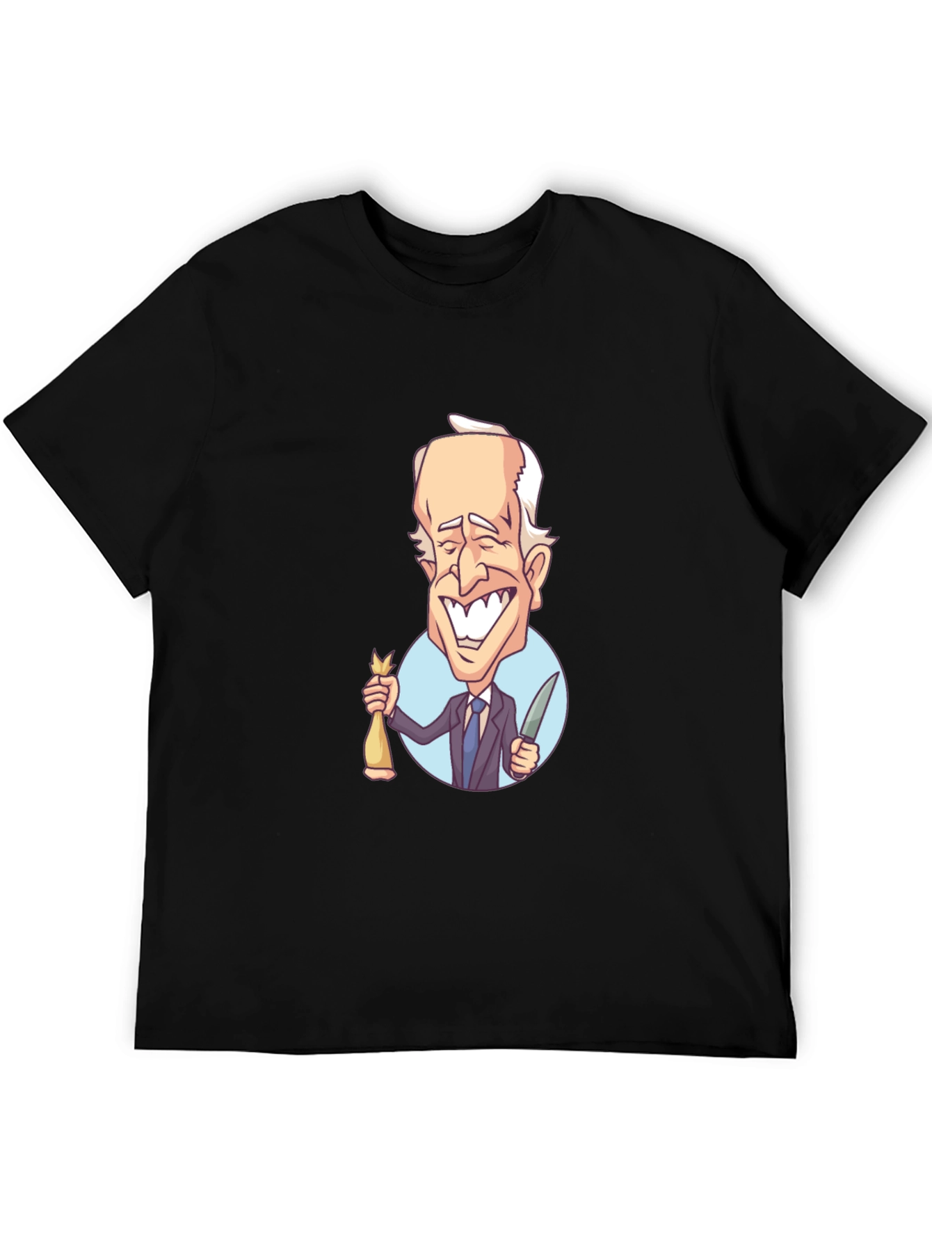 Cartoon Biden Graphic T-Shirt - Black