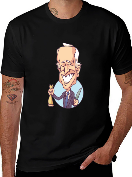 Cartoon Biden Graphic T-Shirt - Black