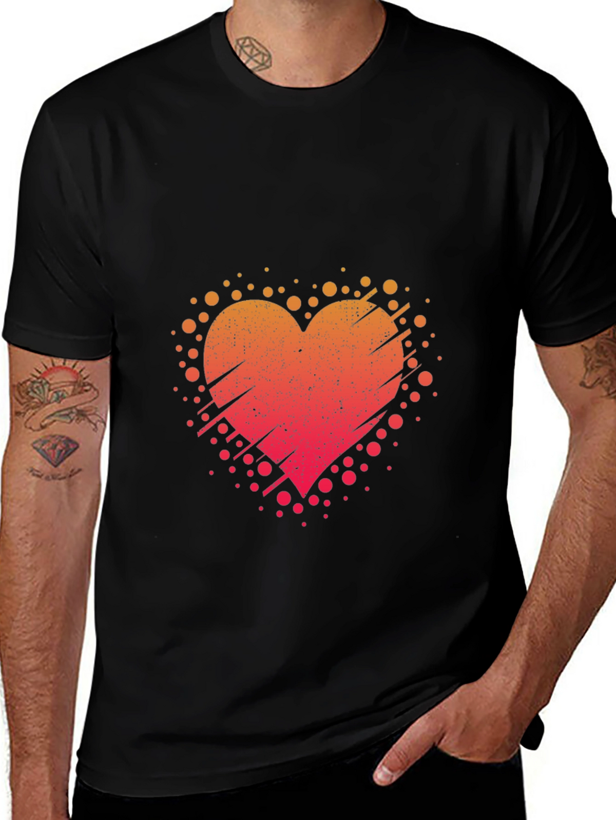 Heart Burst Black Tee - Artistic Graphic