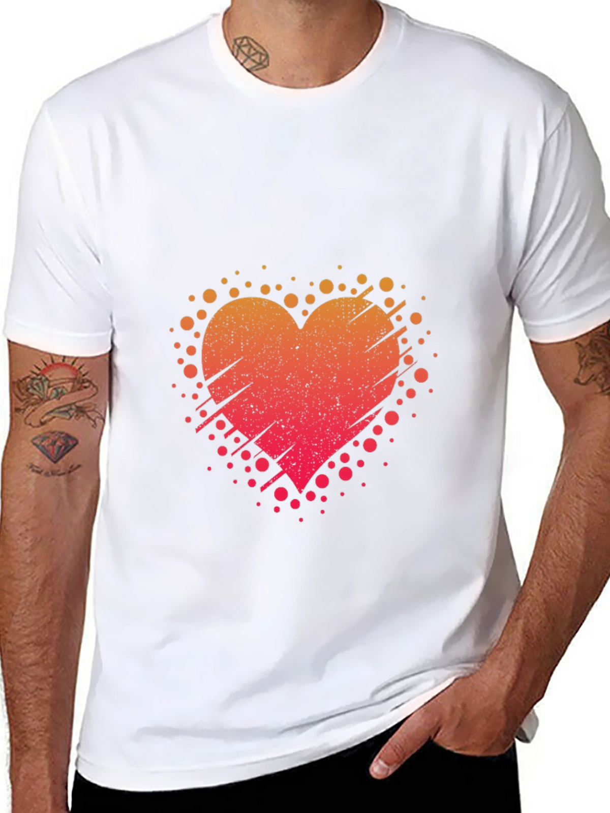 Heart Burst Black Tee - Artistic Graphic