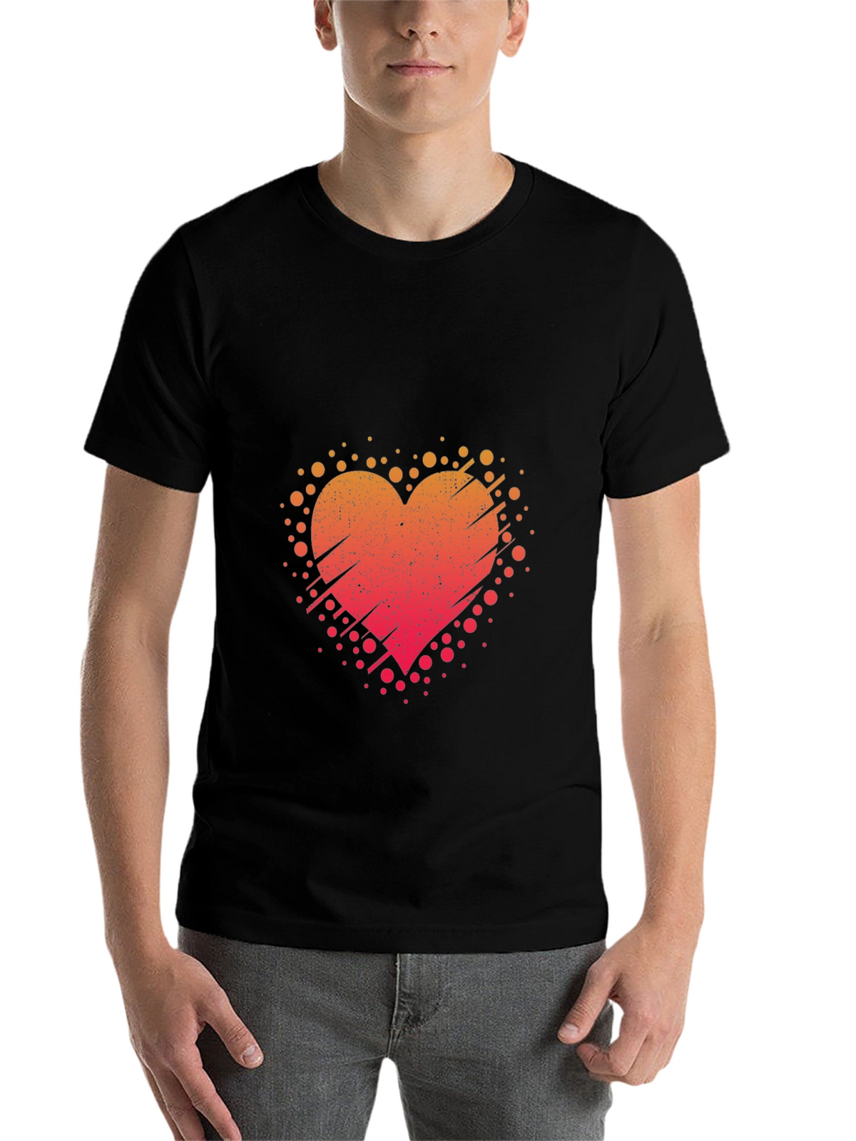Heart Burst Black Tee - Artistic Graphic