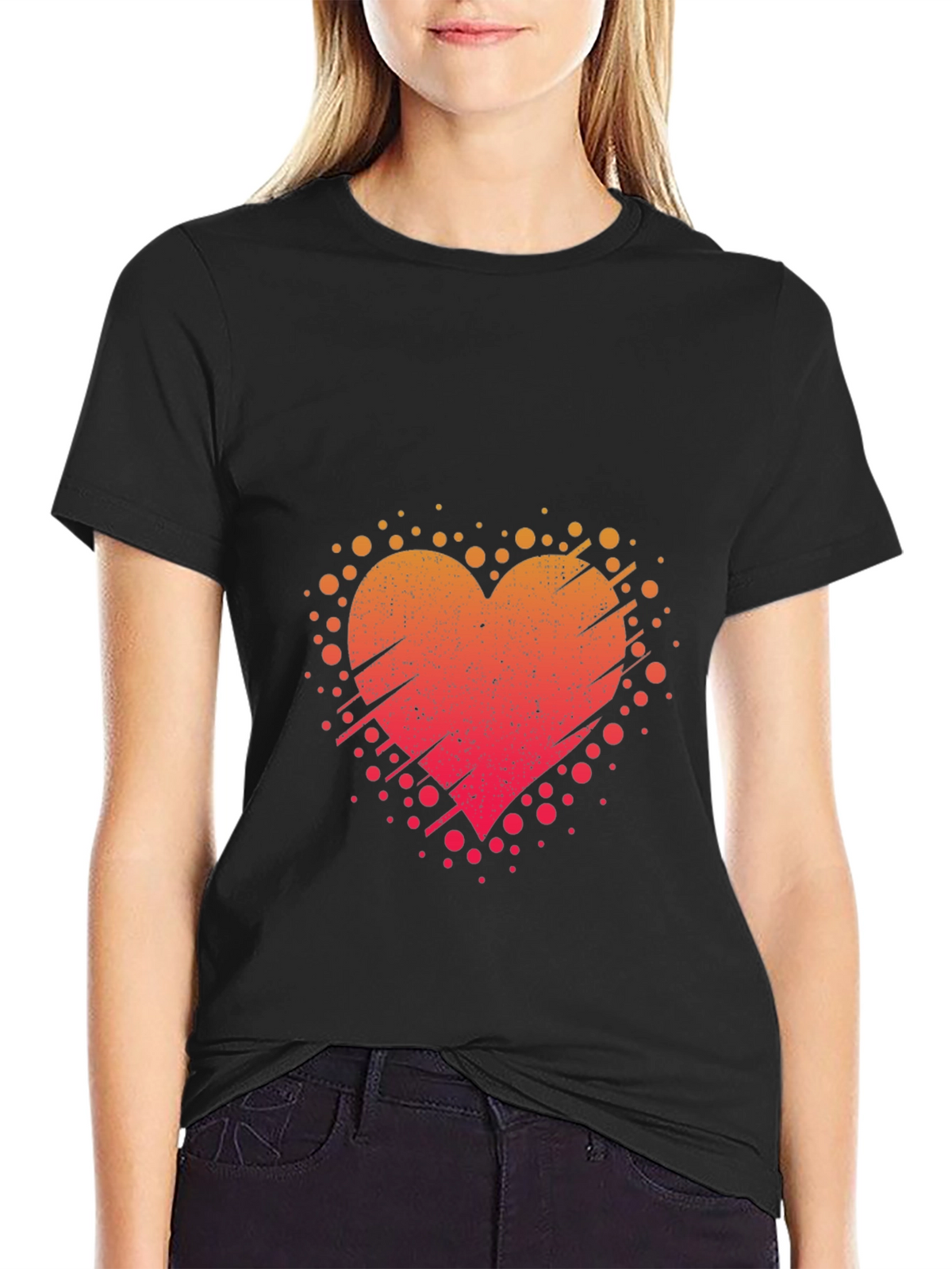 Heart Burst Black Tee - Artistic Graphic