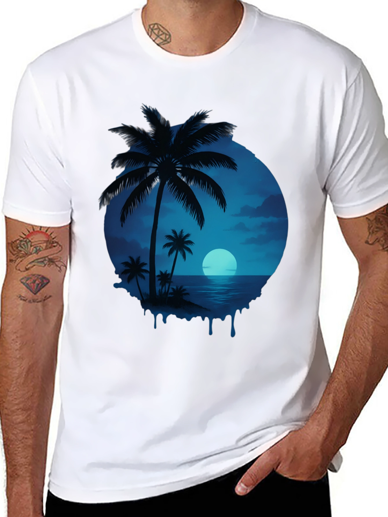 Tropical Palm Tree Graphic T-Shirt - Island Vibes