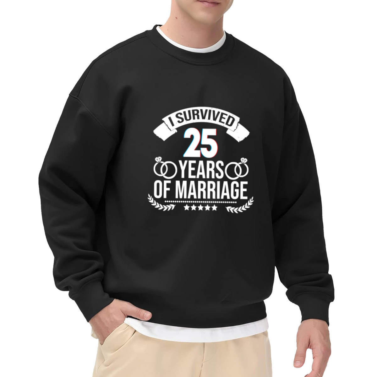 I SURVIVED 25 YEARS OF MARRIAGE - Funny Anniversary Graphic ԲÁìÎÀÒÂ | Unisex Pullover Sweatshirt