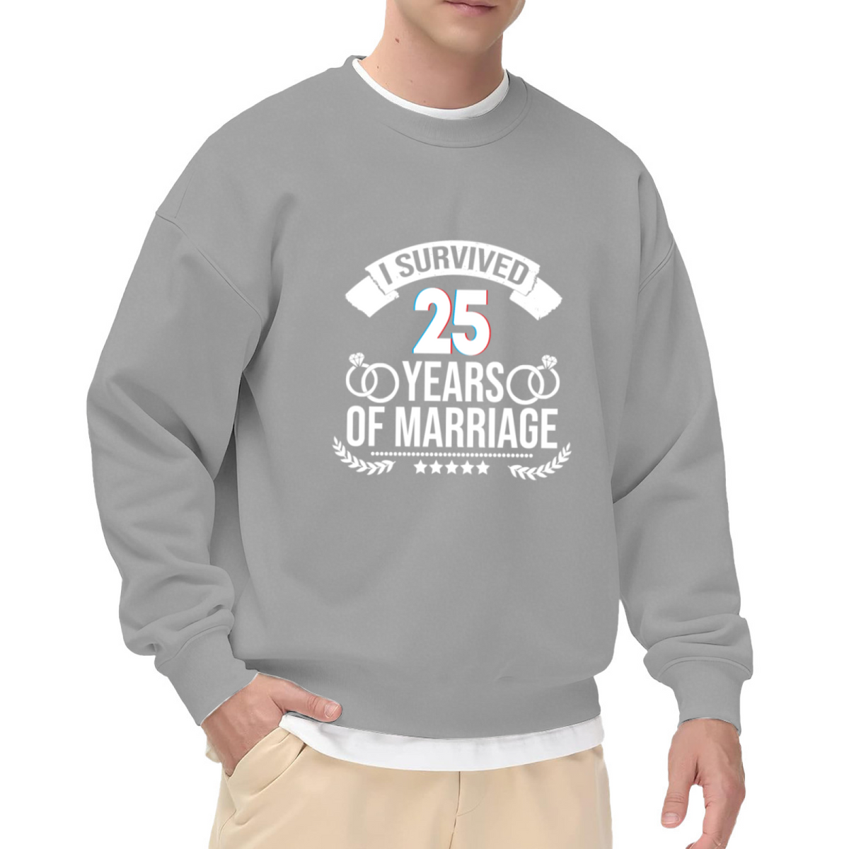I SURVIVED 25 YEARS OF MARRIAGE - Funny Anniversary Graphic ԲÁìÎÀÒÂ | Unisex Pullover Sweatshirt