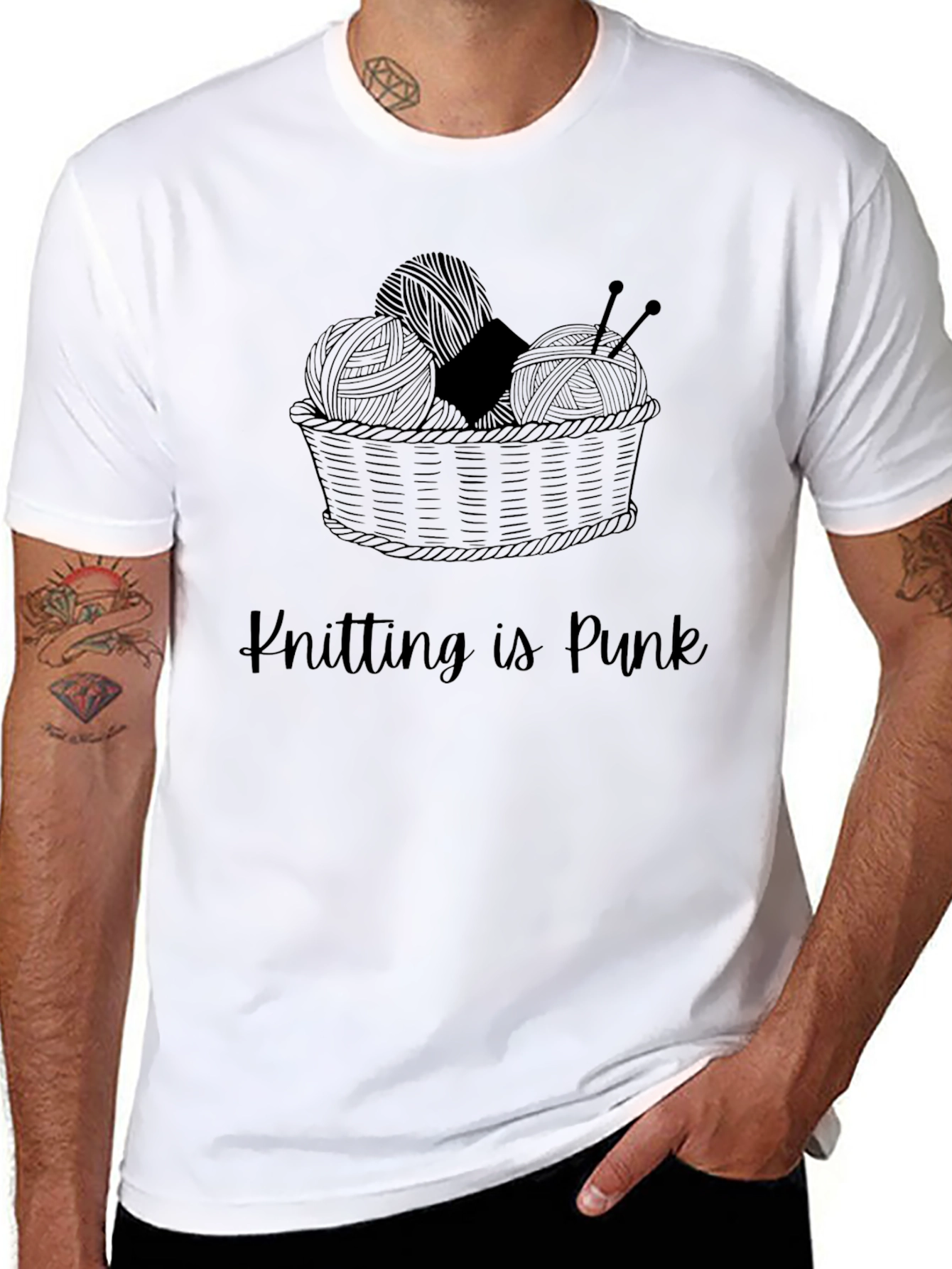 Knitting Is Punk Graphic Tee - Knitters T-Shirt