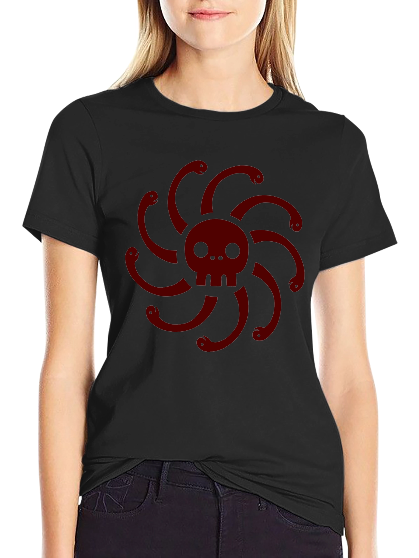 Skull & Snake Medusa Graphic T-Shirt - Dark Style