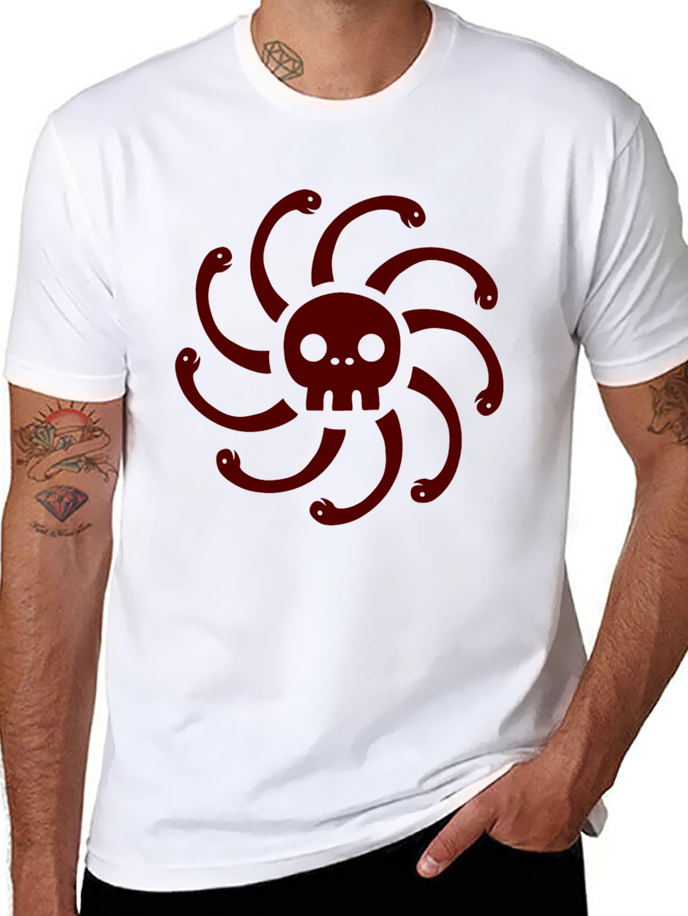 Skull & Snake Medusa Graphic T-Shirt - Dark Style