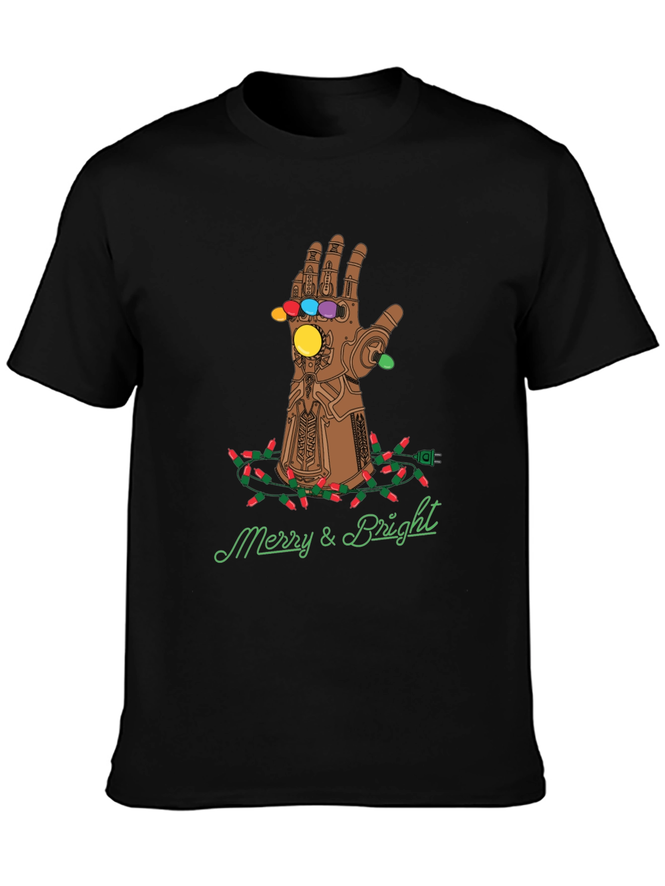 Merry & Bright Thanos Gauntlet Christmas T-Shirt