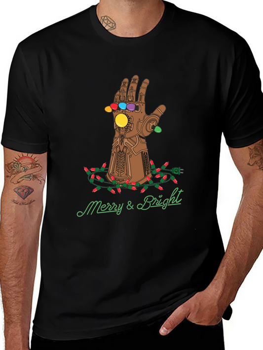 Merry & Bright Thanos Gauntlet Christmas T-Shirt