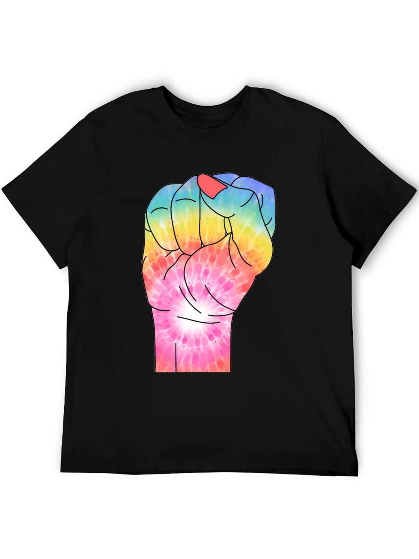 Tie-Dye Fist Graphic T-Shirt - Black