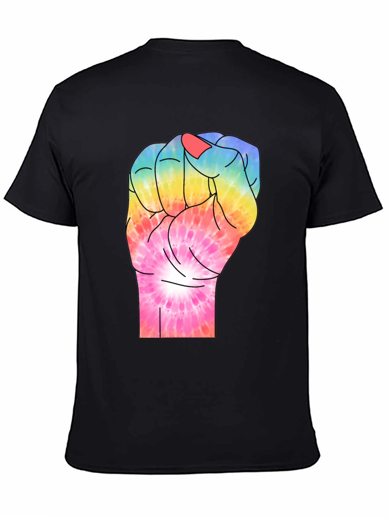 Tie-Dye Fist Graphic T-Shirt - Black