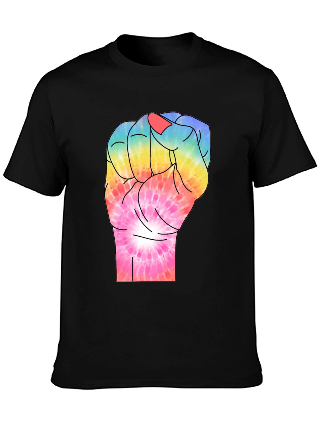 Tie-Dye Fist Graphic T-Shirt - Black