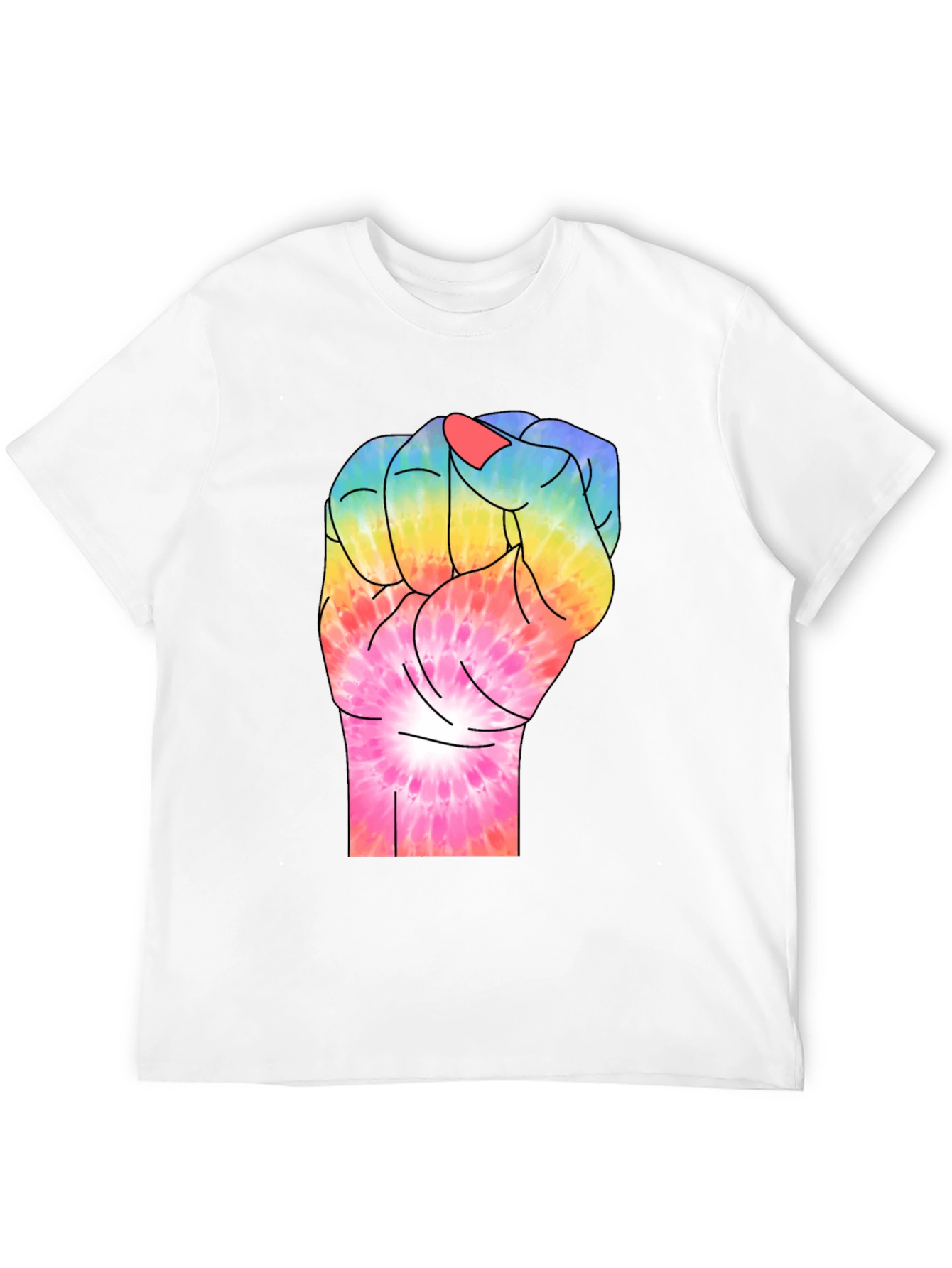 Tie-Dye Fist Graphic T-Shirt - Black