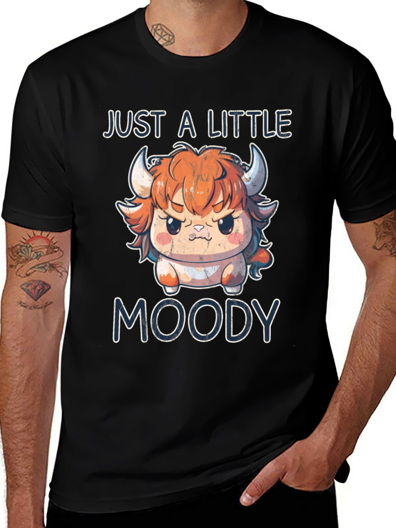 Just A Little Moody Bull Graphic T-Shirt