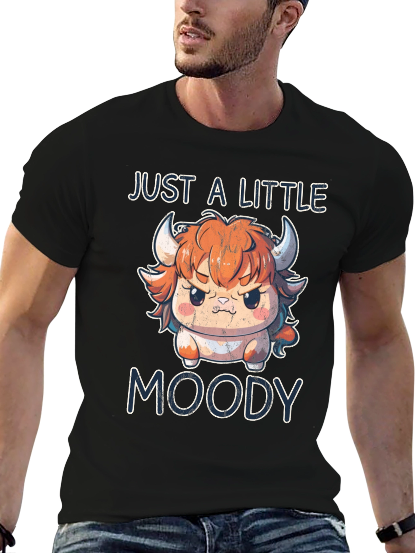 Just A Little Moody Bull Graphic T-Shirt